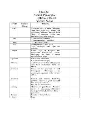 Haryana Board Class 12 Philosophy Syllabus 2023