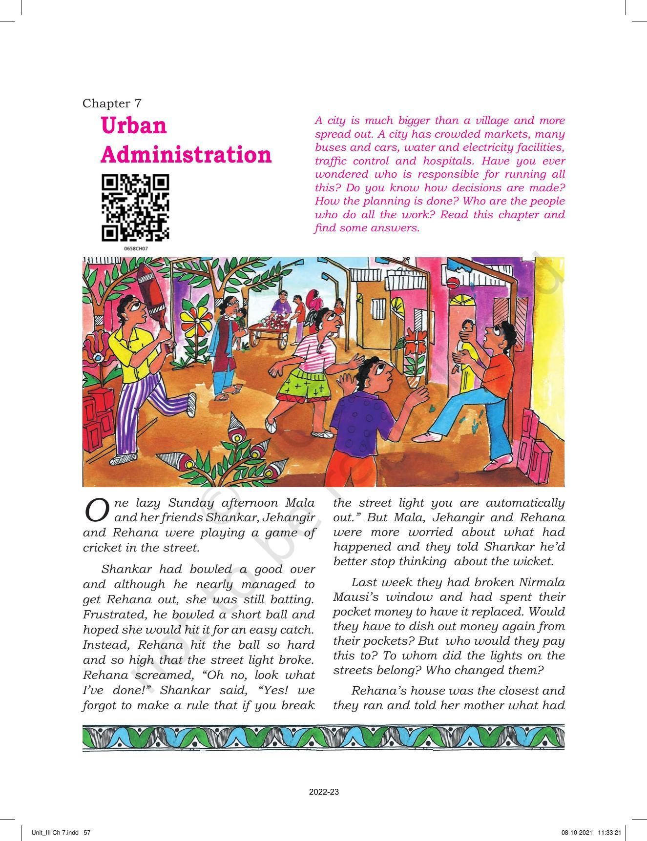 NCERT Book for Class 6 Social Science(Political Science) : Chapter 7-Urban Administration - Page 1