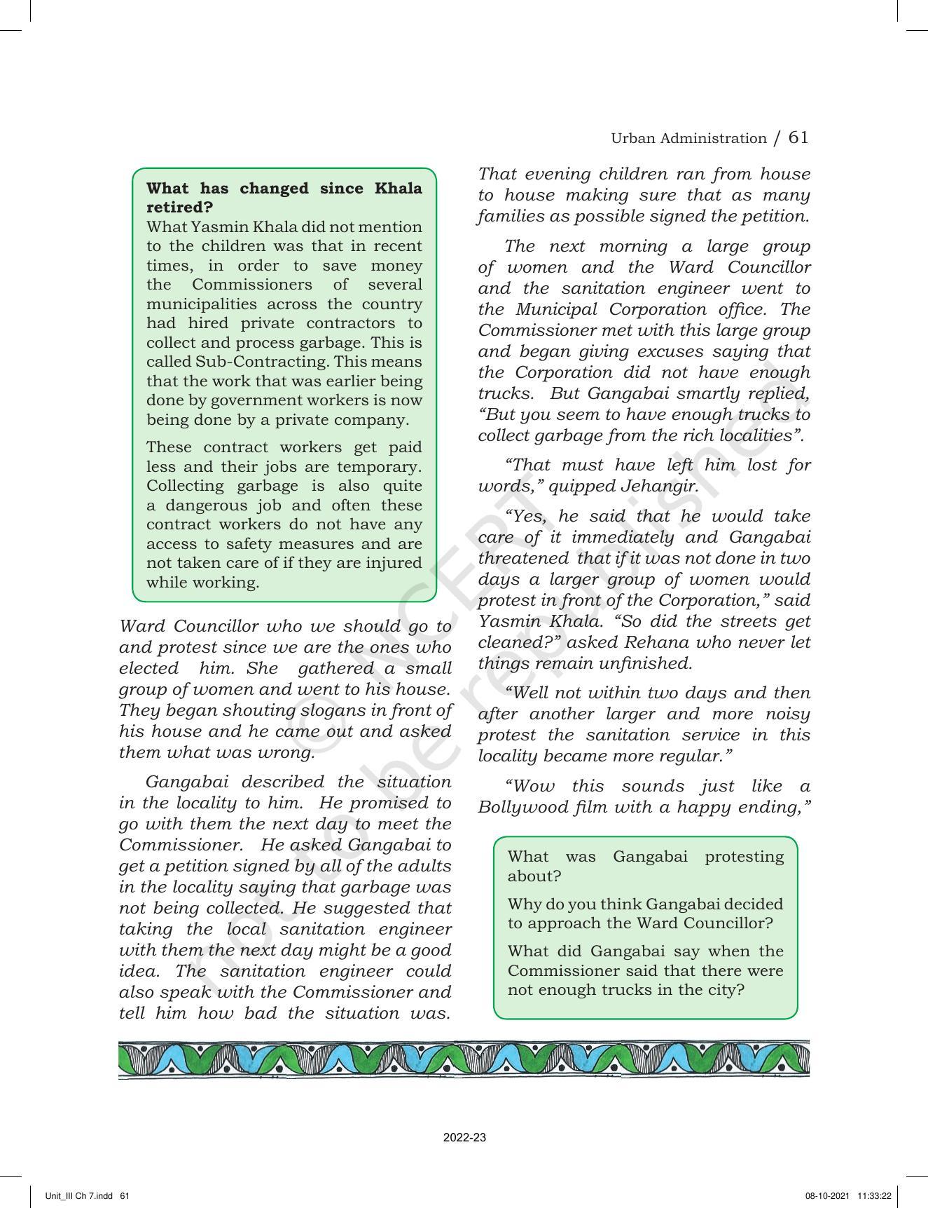 NCERT Book for Class 6 Social Science(Political Science) : Chapter 7-Urban Administration - Page 5