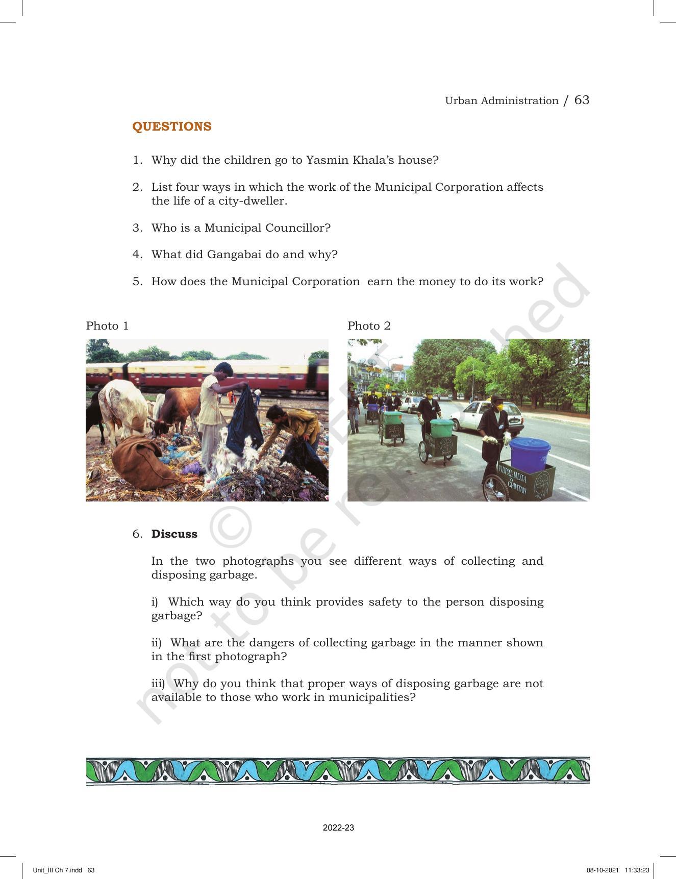 NCERT Book for Class 6 Social Science(Political Science) : Chapter 7-Urban Administration - Page 7