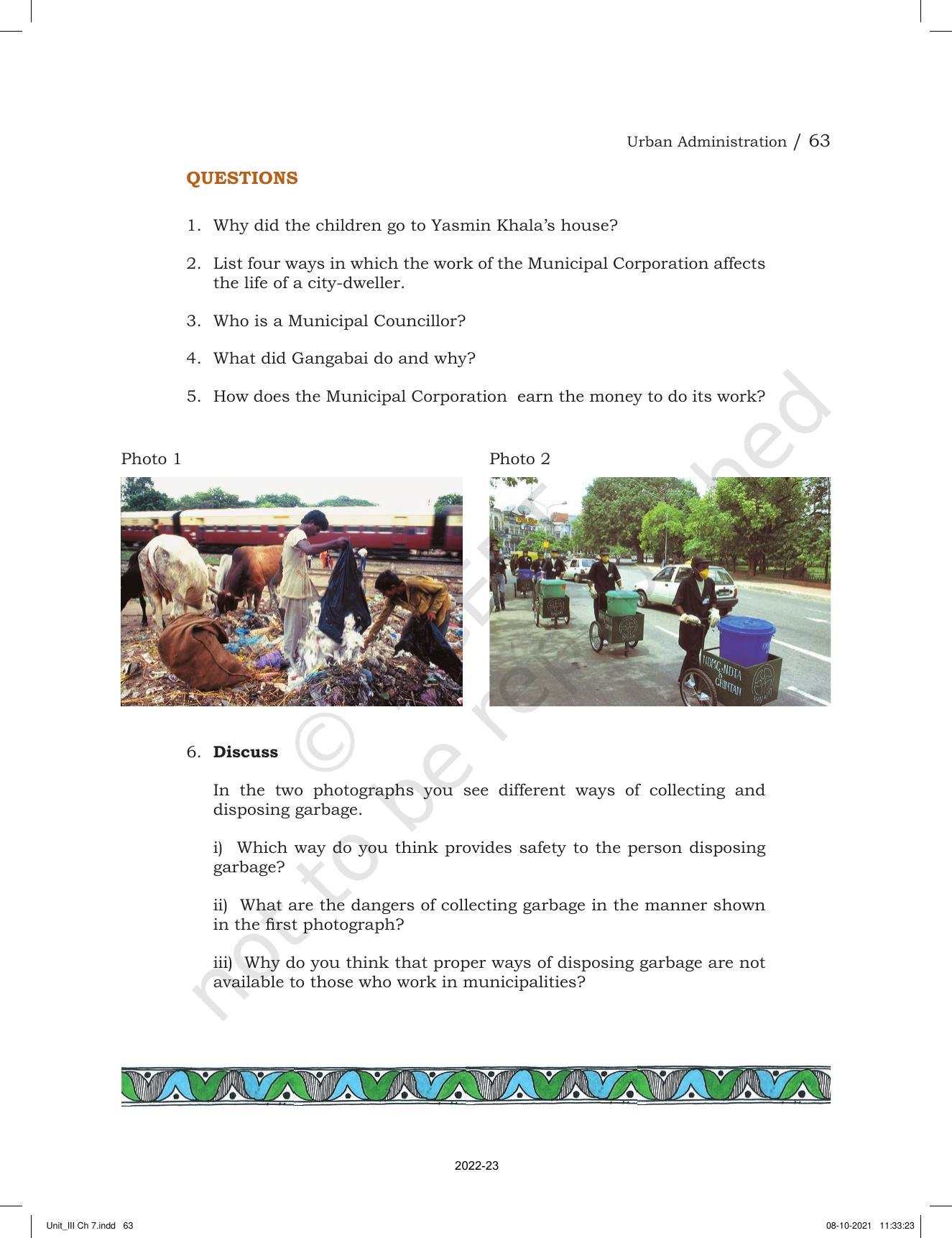 NCERT Book for Class 6 Social Science(Political Science) : Chapter 7-Urban Administration - Page 7