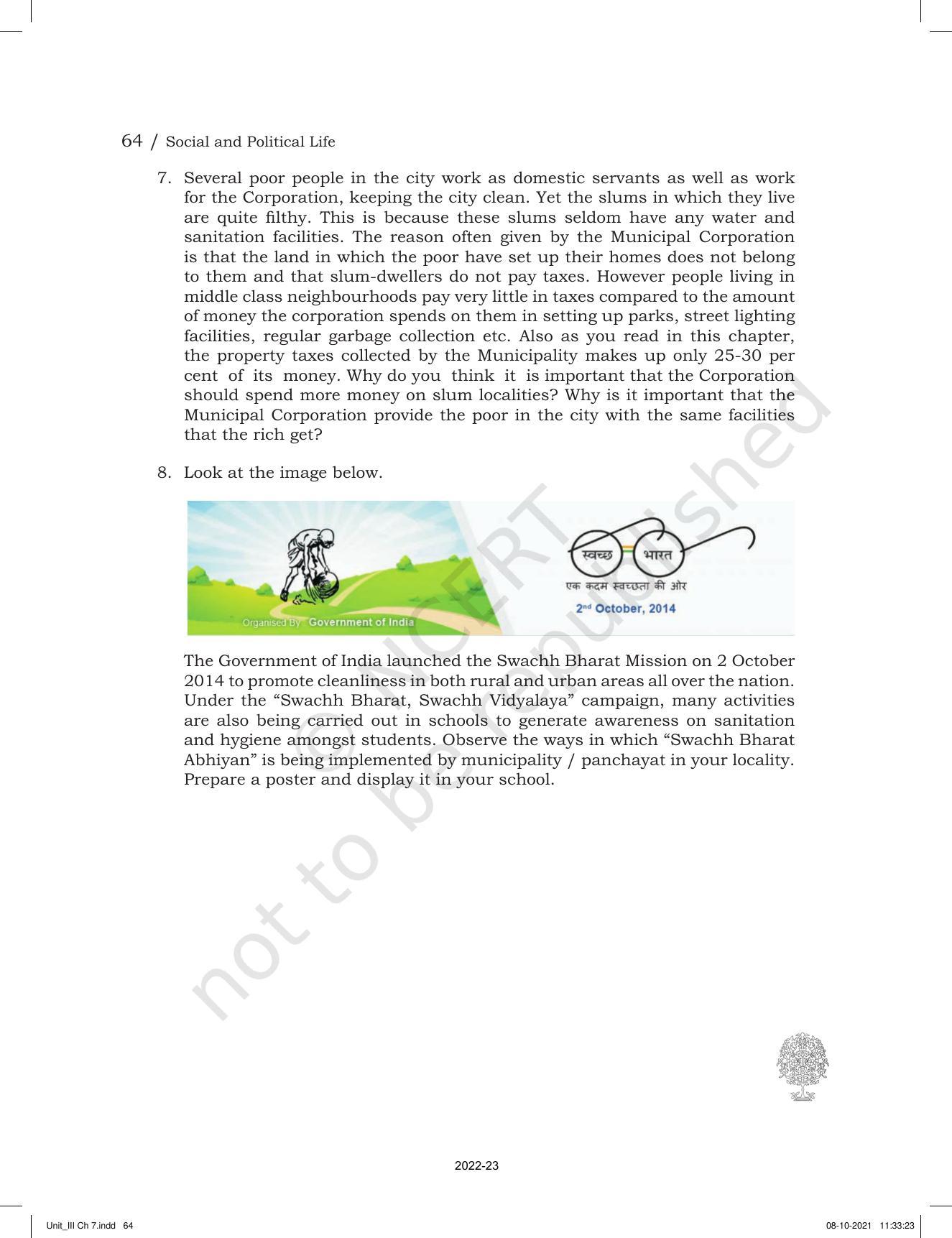 NCERT Book for Class 6 Social Science(Political Science) : Chapter 7-Urban Administration - Page 8