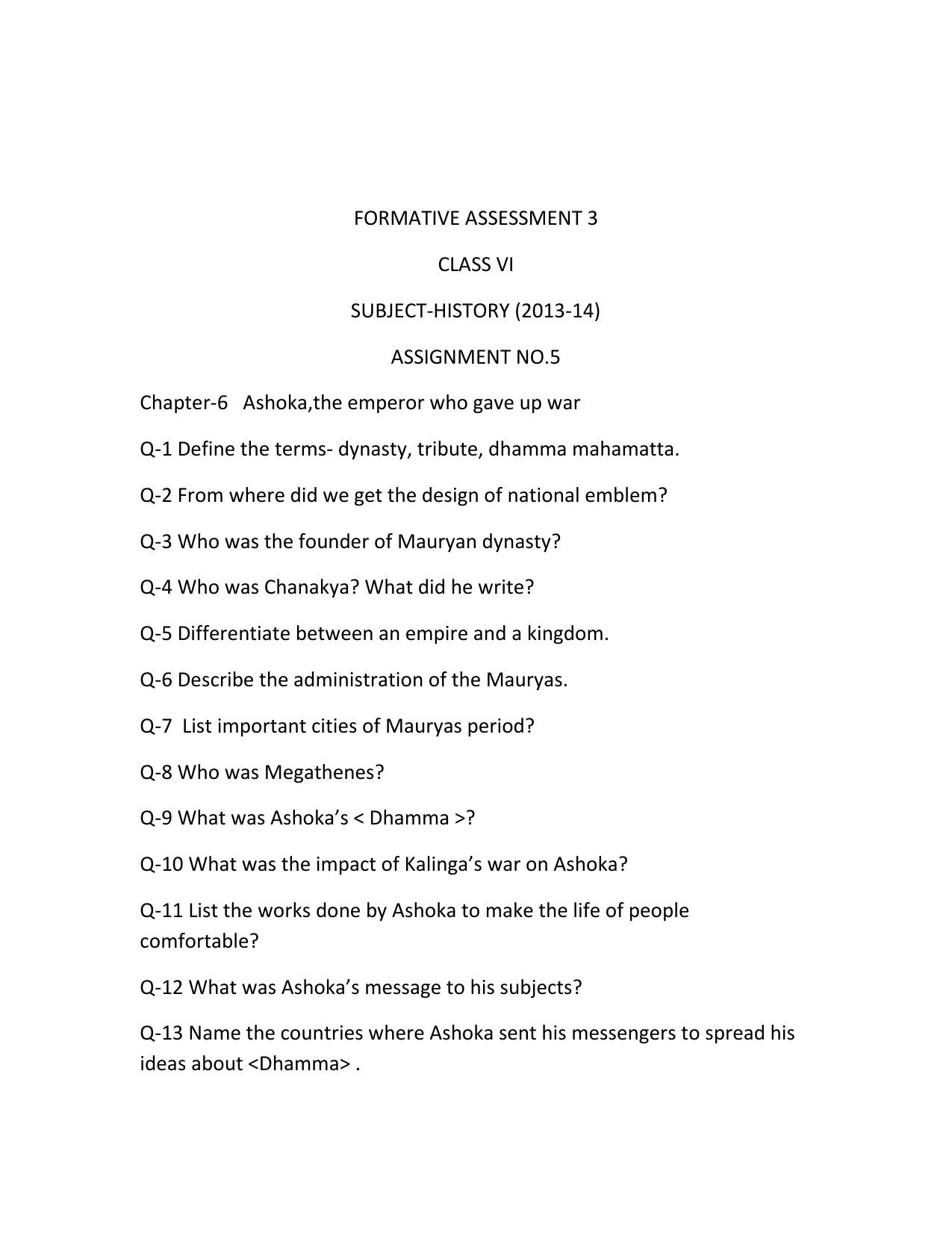 CBSE Worksheets for Class 6 Social Science History Assignment 3 - Page 1