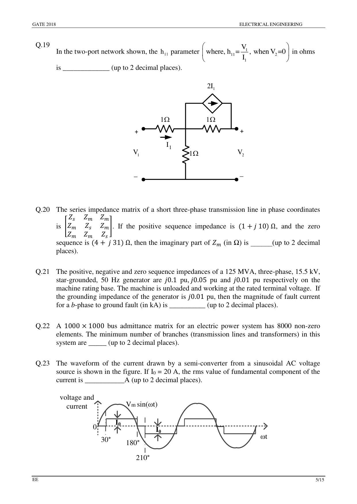 GATE 2018 Electrical Engineering (EE) Question Paper with Answer Key - Page 7
