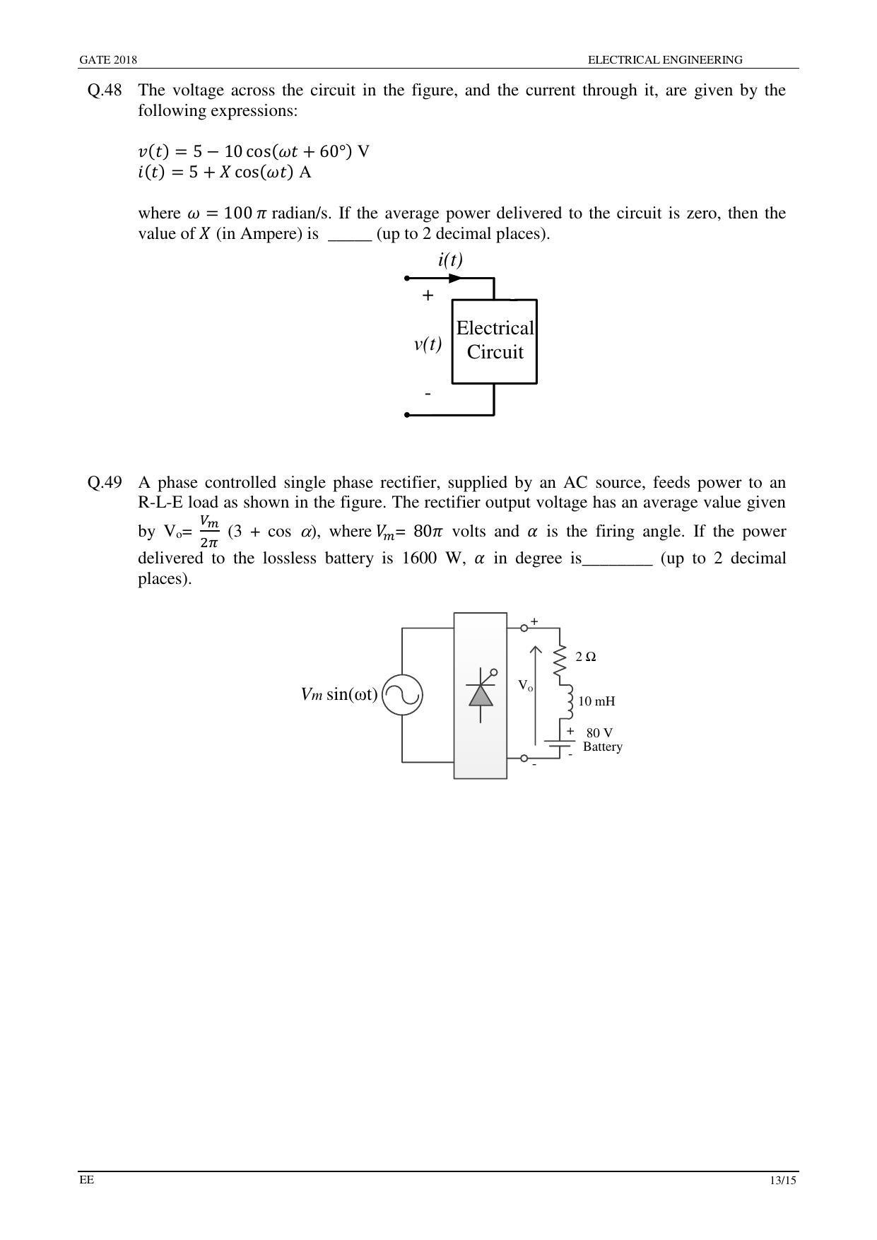 GATE 2018 Electrical Engineering (EE) Question Paper with Answer Key - Page 15