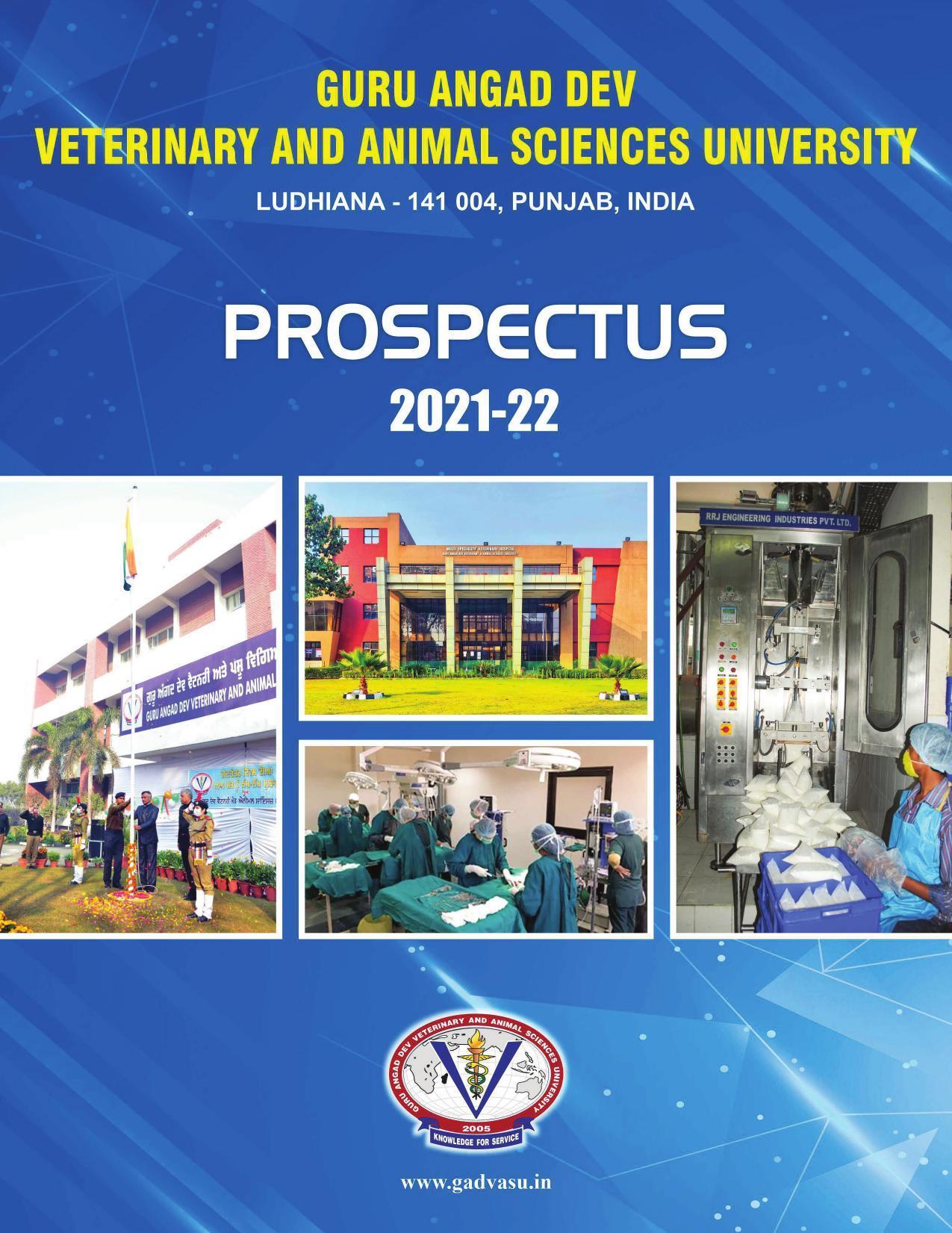 Guru Angad Dev Veterinary and Animal Sciences University, Ludhiana Prospectus 2021-22 - Page 1