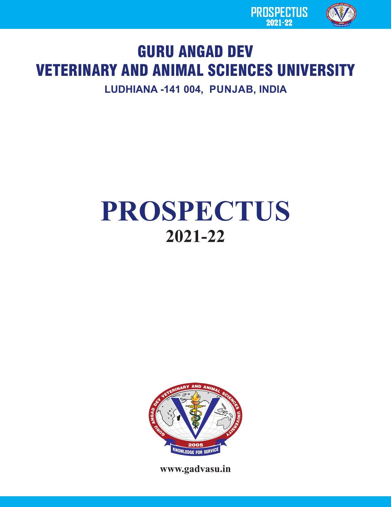 Guru Angad Dev Veterinary and Animal Sciences University, Ludhiana Prospectus 2021-22 - Page 3