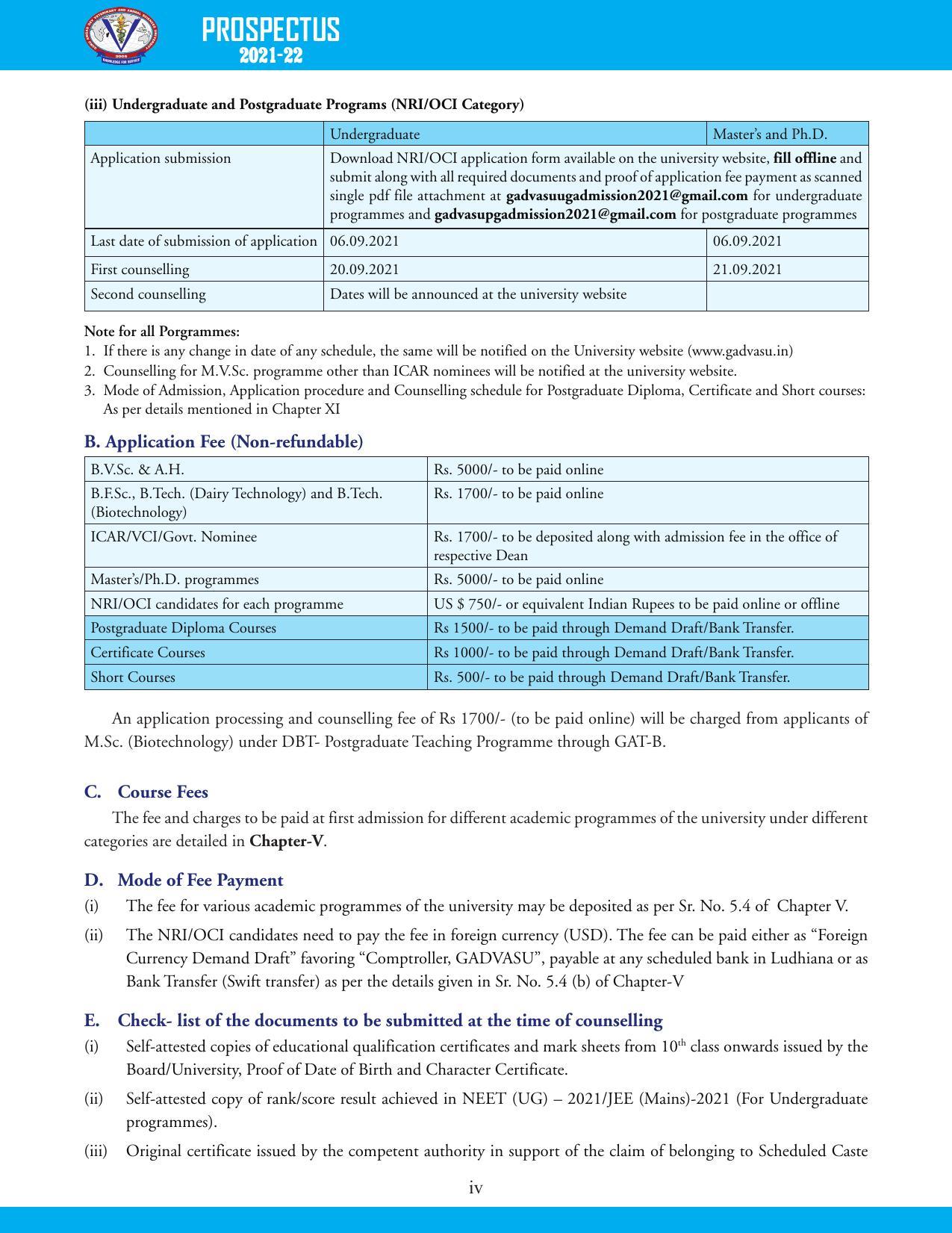 Guru Angad Dev Veterinary and Animal Sciences University, Ludhiana Prospectus 2021-22 - Page 14