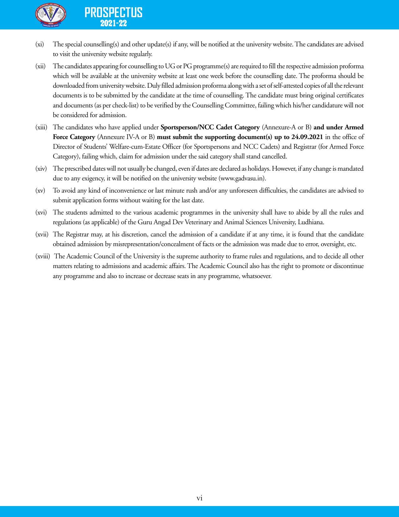 Guru Angad Dev Veterinary and Animal Sciences University, Ludhiana Prospectus 2021-22 - Page 16