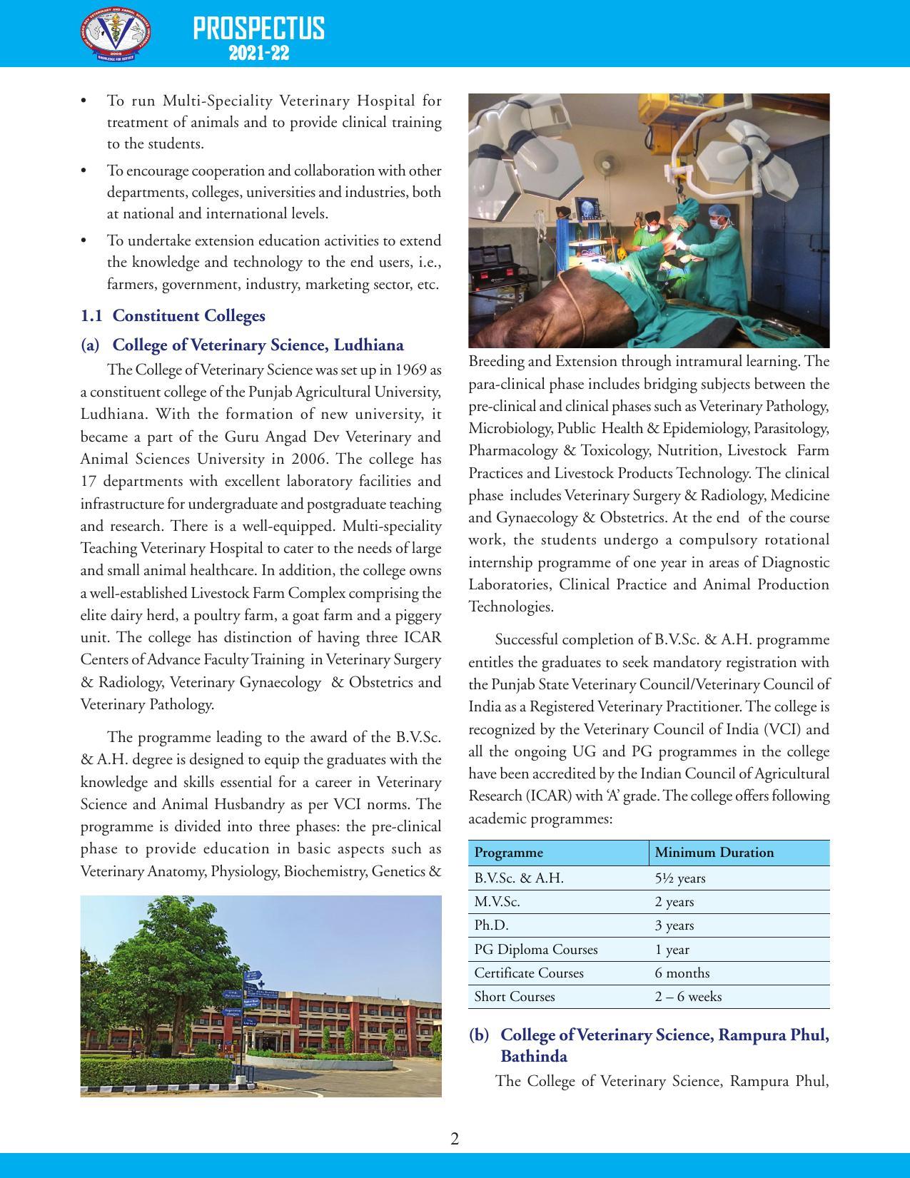 Guru Angad Dev Veterinary and Animal Sciences University, Ludhiana Prospectus 2021-22 - Page 18