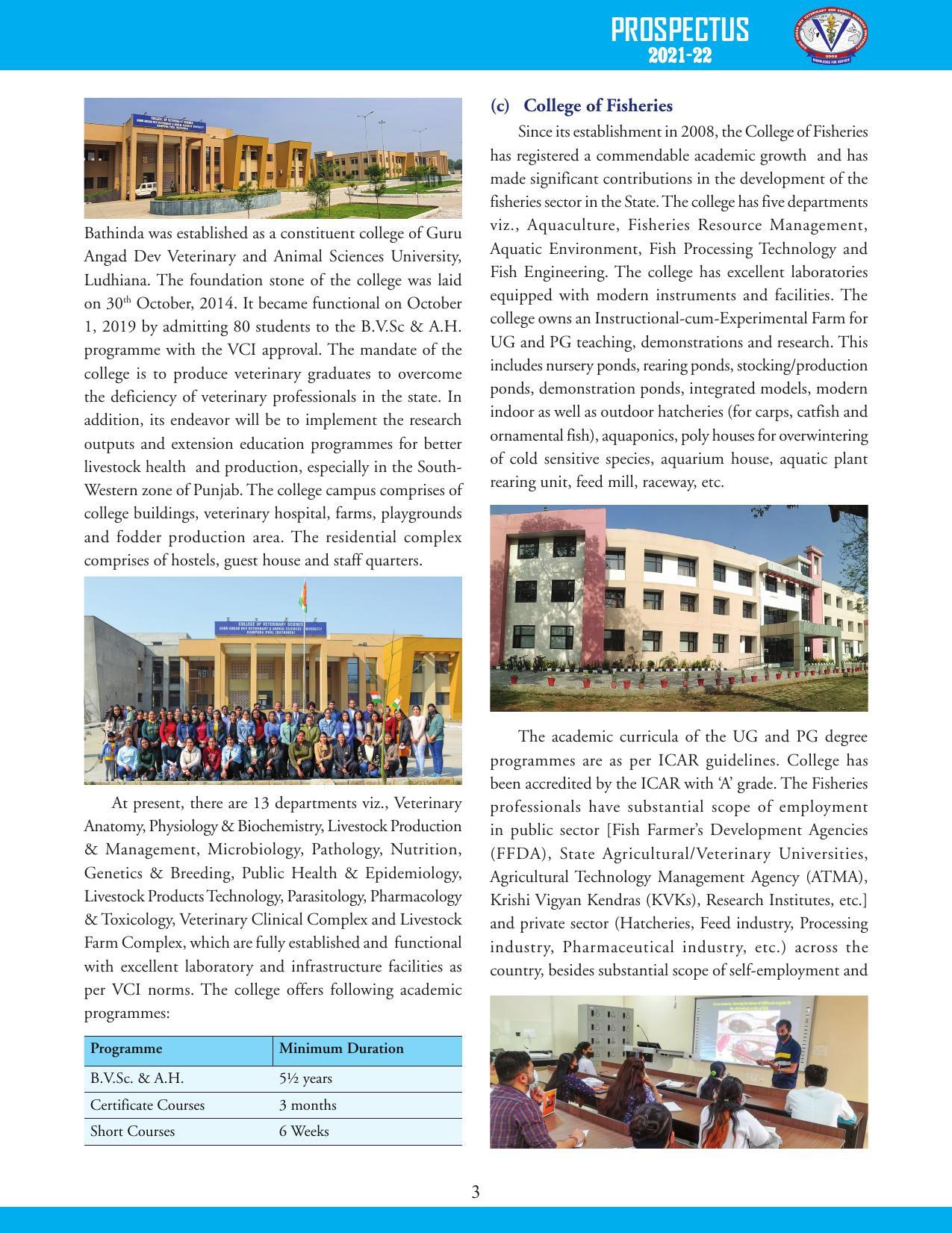 Guru Angad Dev Veterinary and Animal Sciences University, Ludhiana Prospectus 2021-22 - Page 19