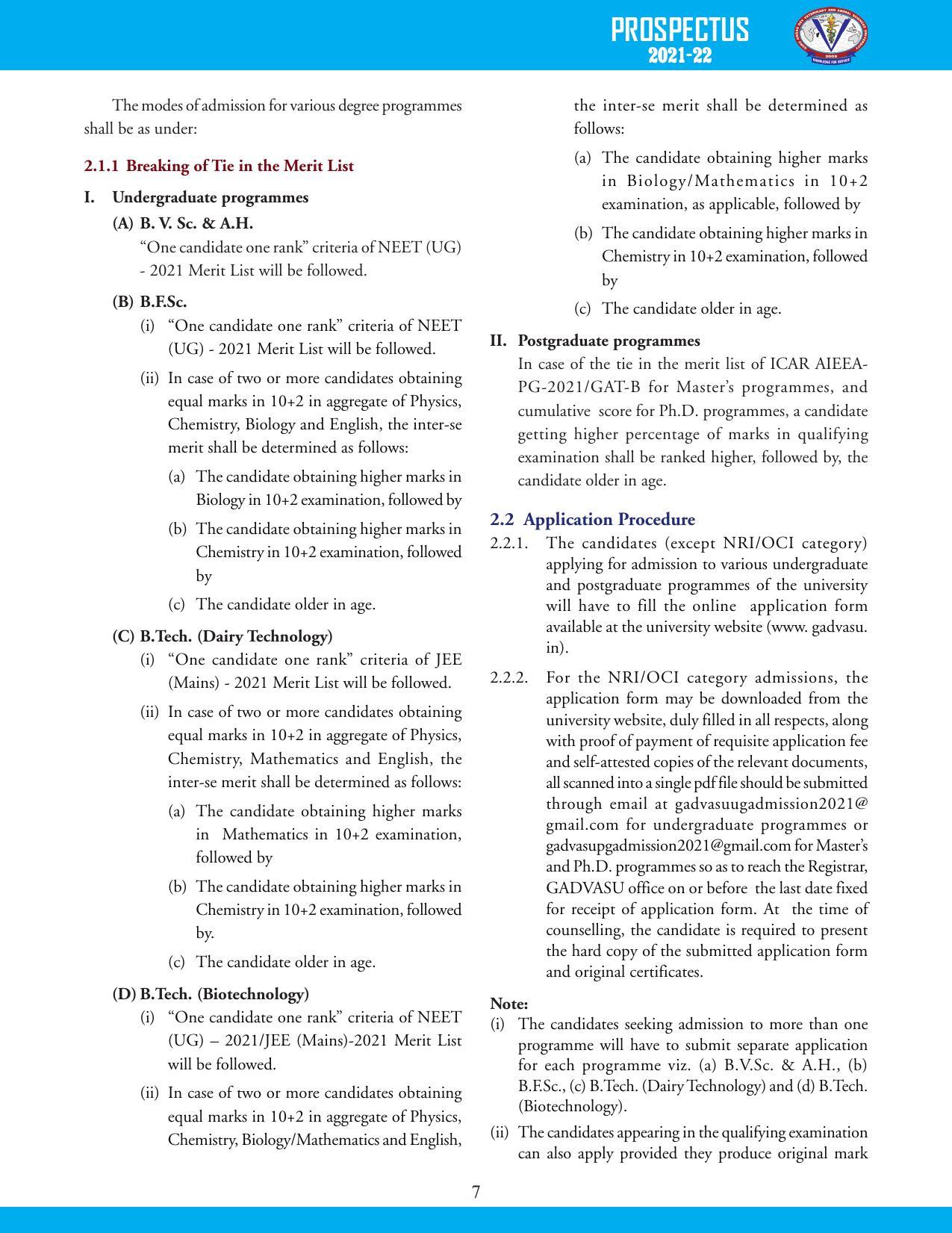 Guru Angad Dev Veterinary and Animal Sciences University, Ludhiana Prospectus 2021-22 - Page 23