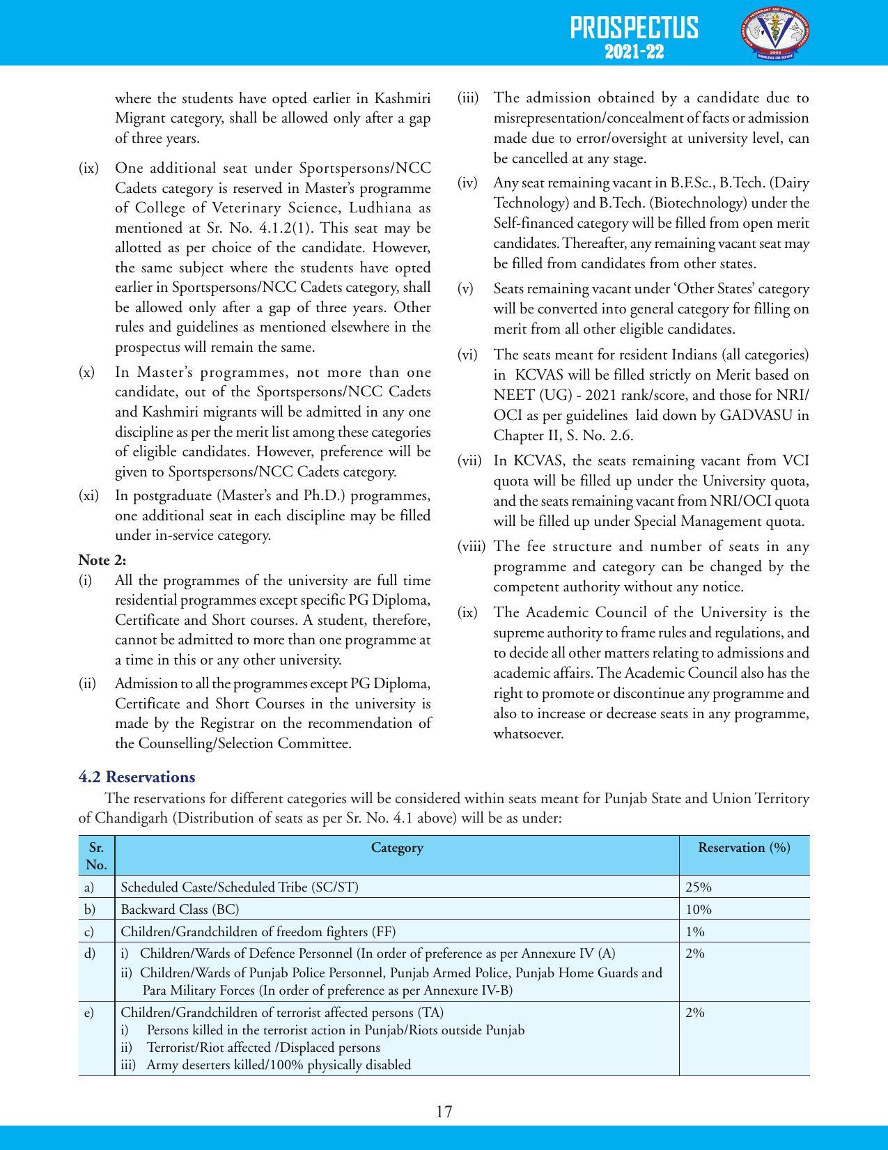 Guru Angad Dev Veterinary and Animal Sciences University, Ludhiana Prospectus 2021-22 - Page 33