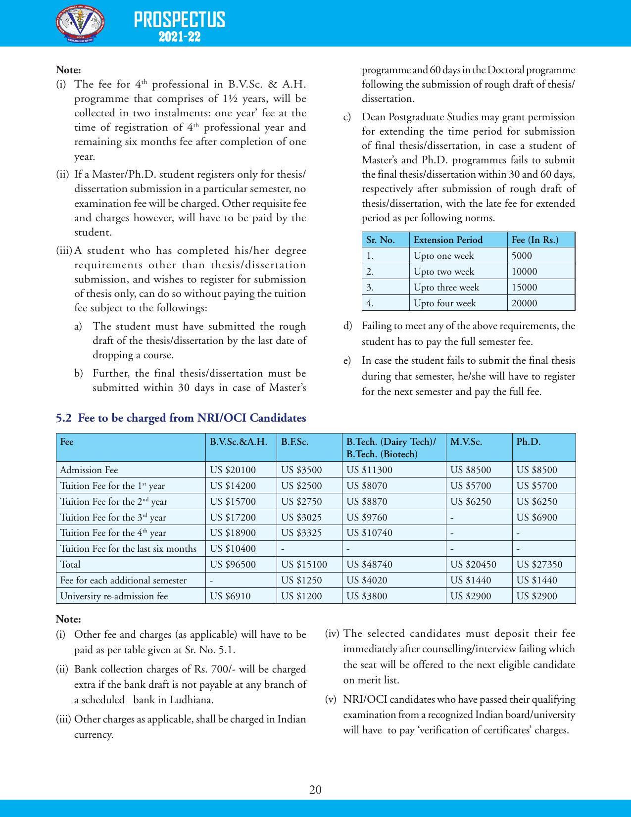 Guru Angad Dev Veterinary and Animal Sciences University, Ludhiana Prospectus 2021-22 - Page 36