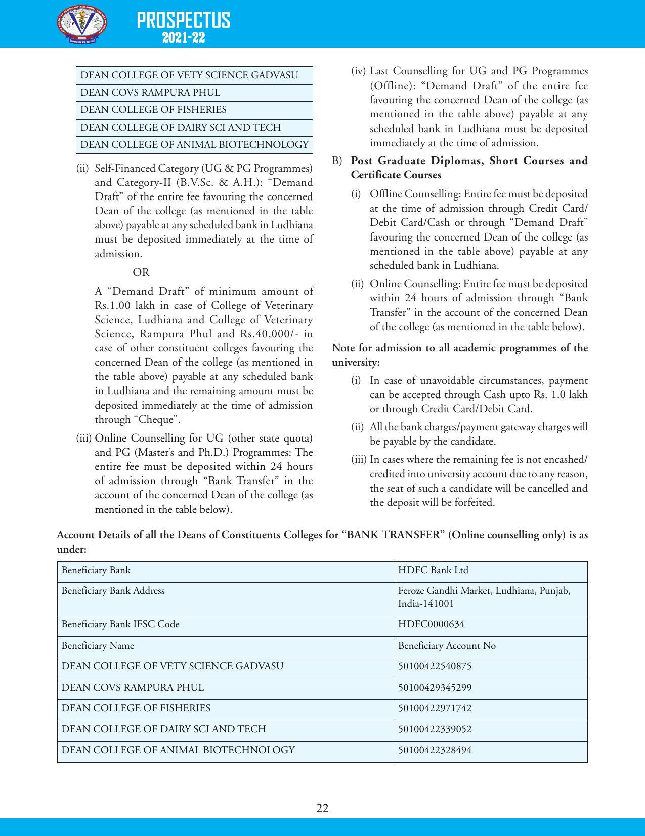 Guru Angad Dev Veterinary and Animal Sciences University, Ludhiana Prospectus 2021-22 - Page 38