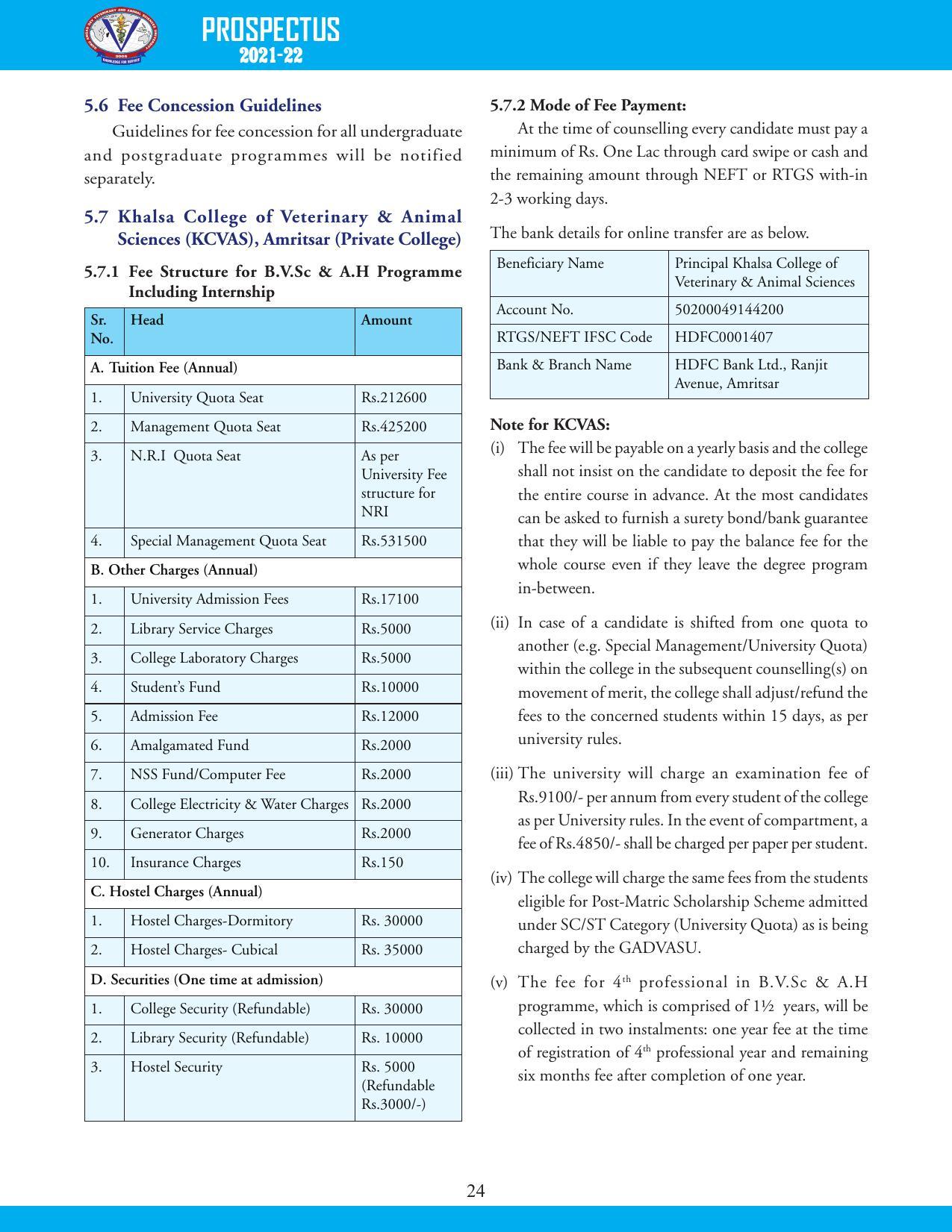 Guru Angad Dev Veterinary and Animal Sciences University, Ludhiana Prospectus 2021-22 - Page 40