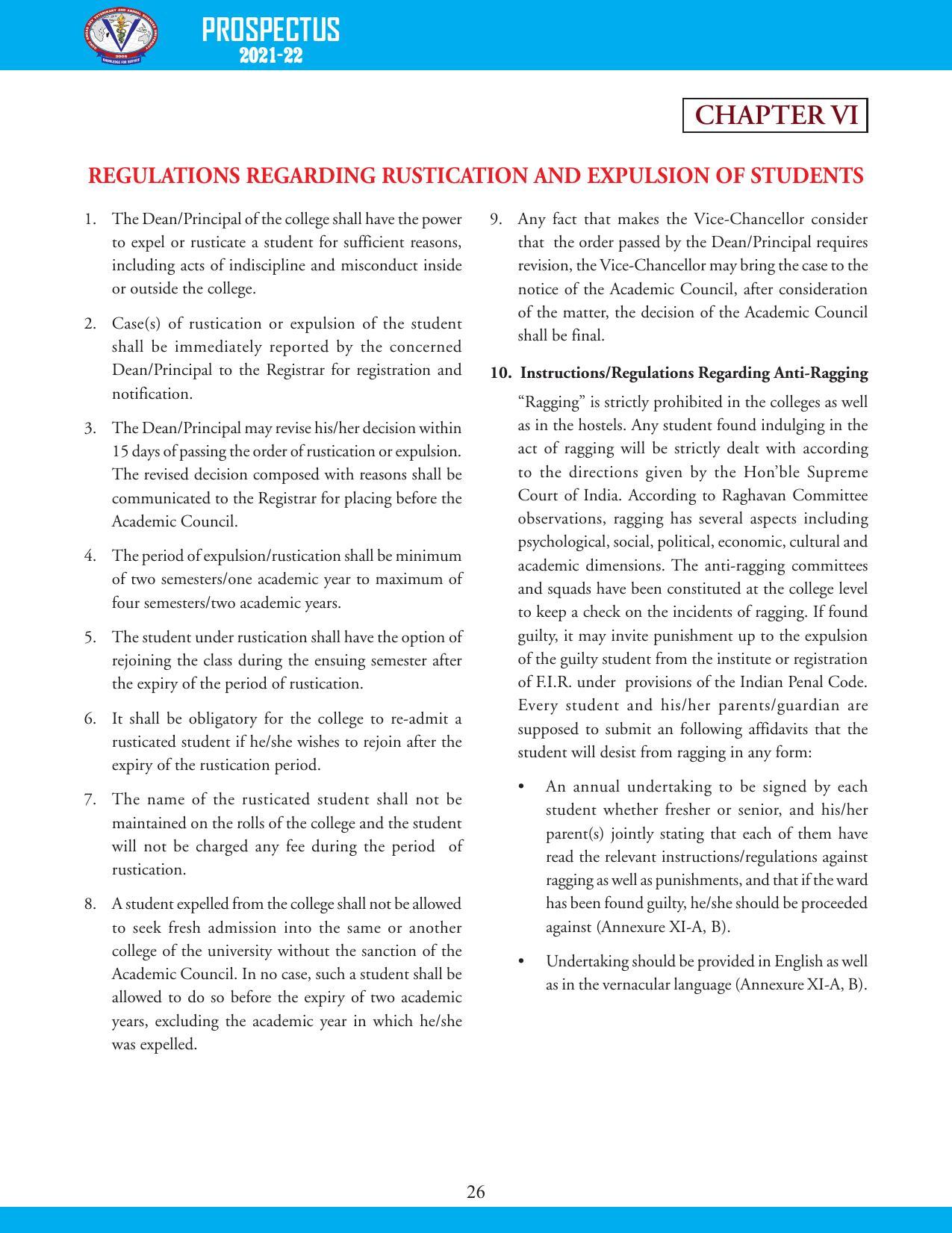 Guru Angad Dev Veterinary and Animal Sciences University, Ludhiana Prospectus 2021-22 - Page 42