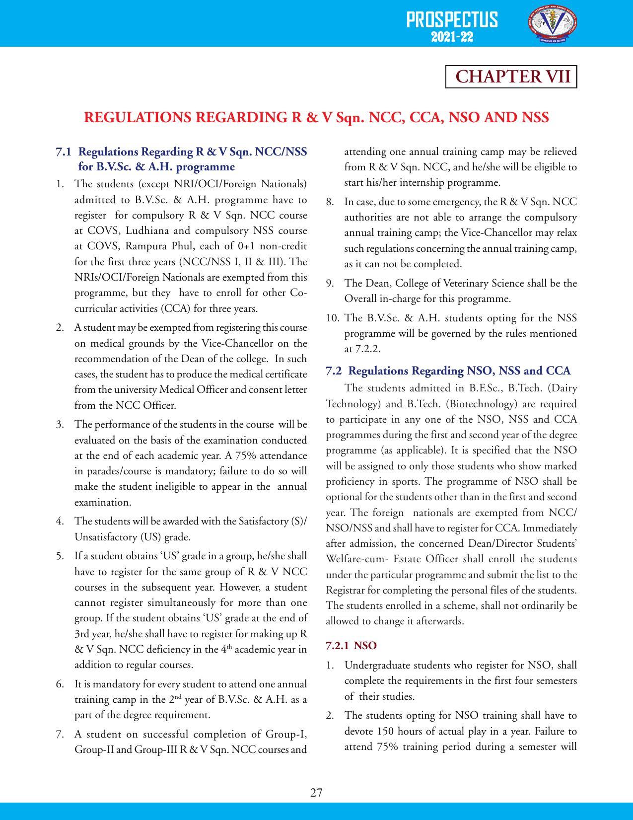 Guru Angad Dev Veterinary and Animal Sciences University, Ludhiana Prospectus 2021-22 - Page 43