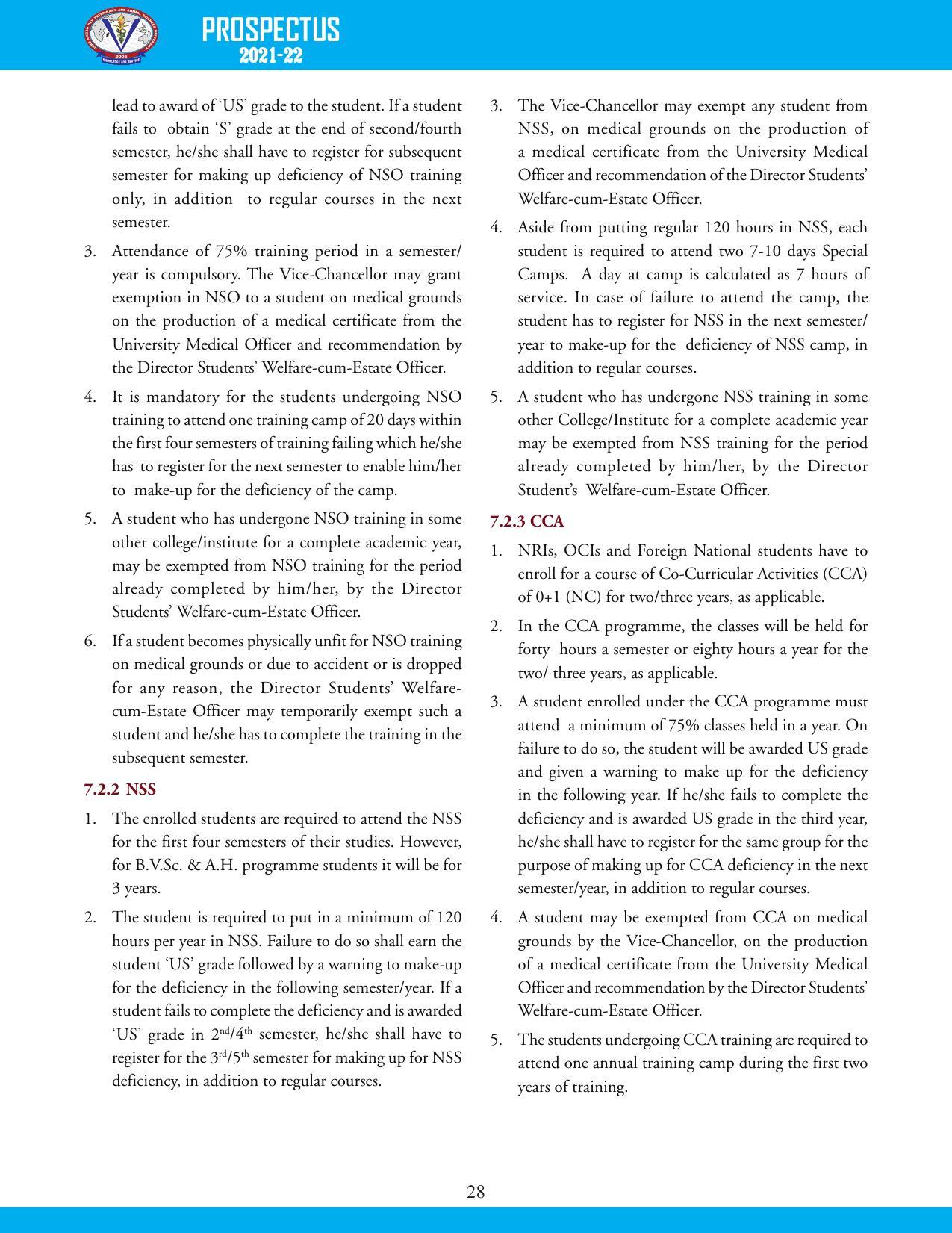 Guru Angad Dev Veterinary and Animal Sciences University, Ludhiana Prospectus 2021-22 - Page 44