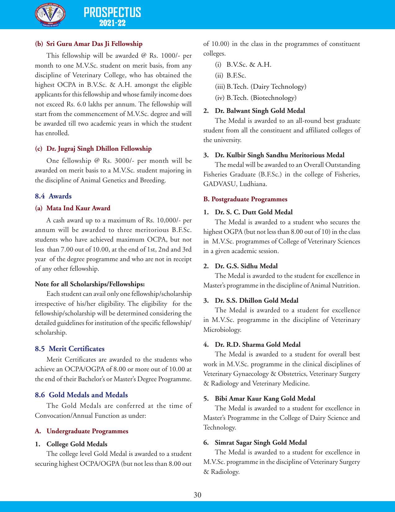 Guru Angad Dev Veterinary and Animal Sciences University, Ludhiana Prospectus 2021-22 - Page 46
