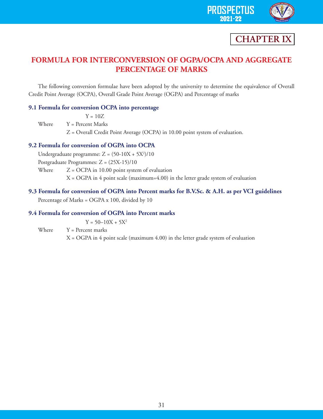 Guru Angad Dev Veterinary and Animal Sciences University, Ludhiana Prospectus 2021-22 - Page 47