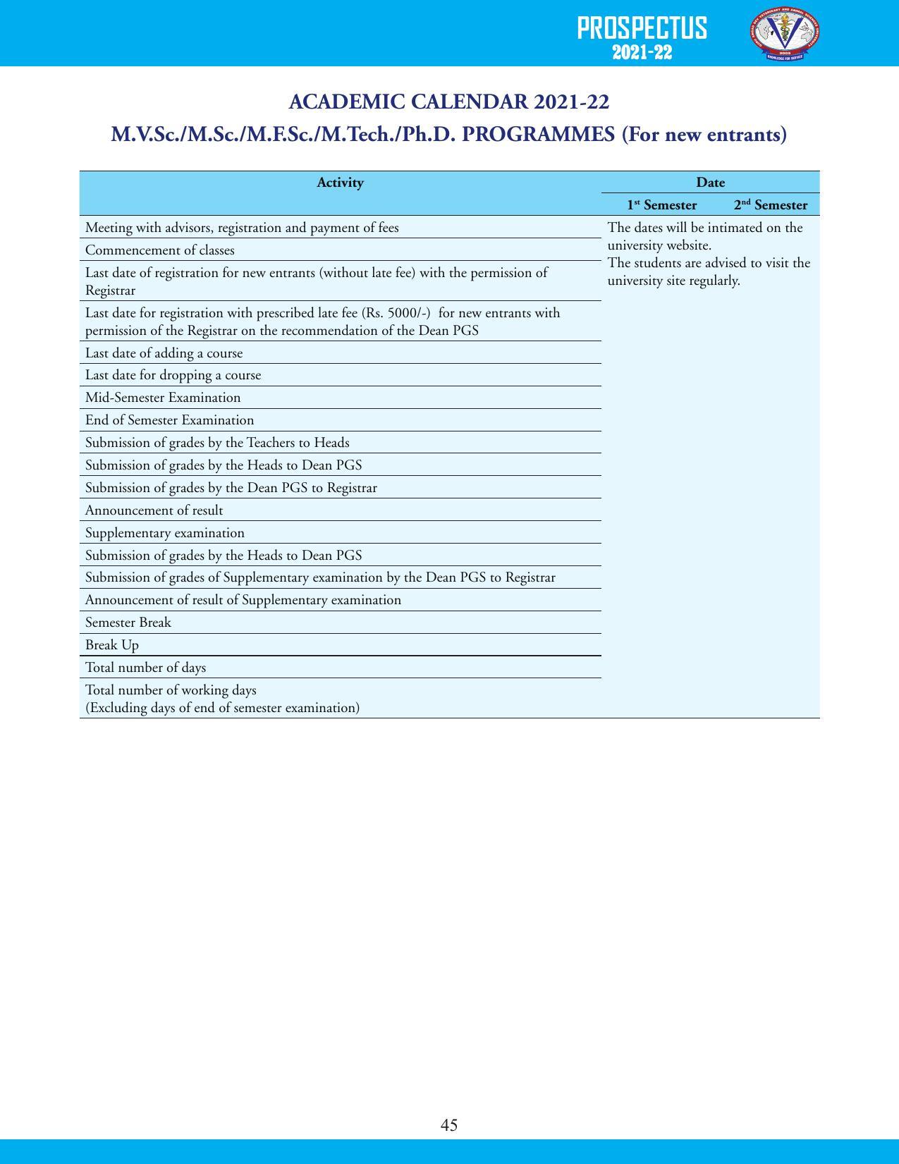 Guru Angad Dev Veterinary and Animal Sciences University, Ludhiana Prospectus 2021-22 - Page 61