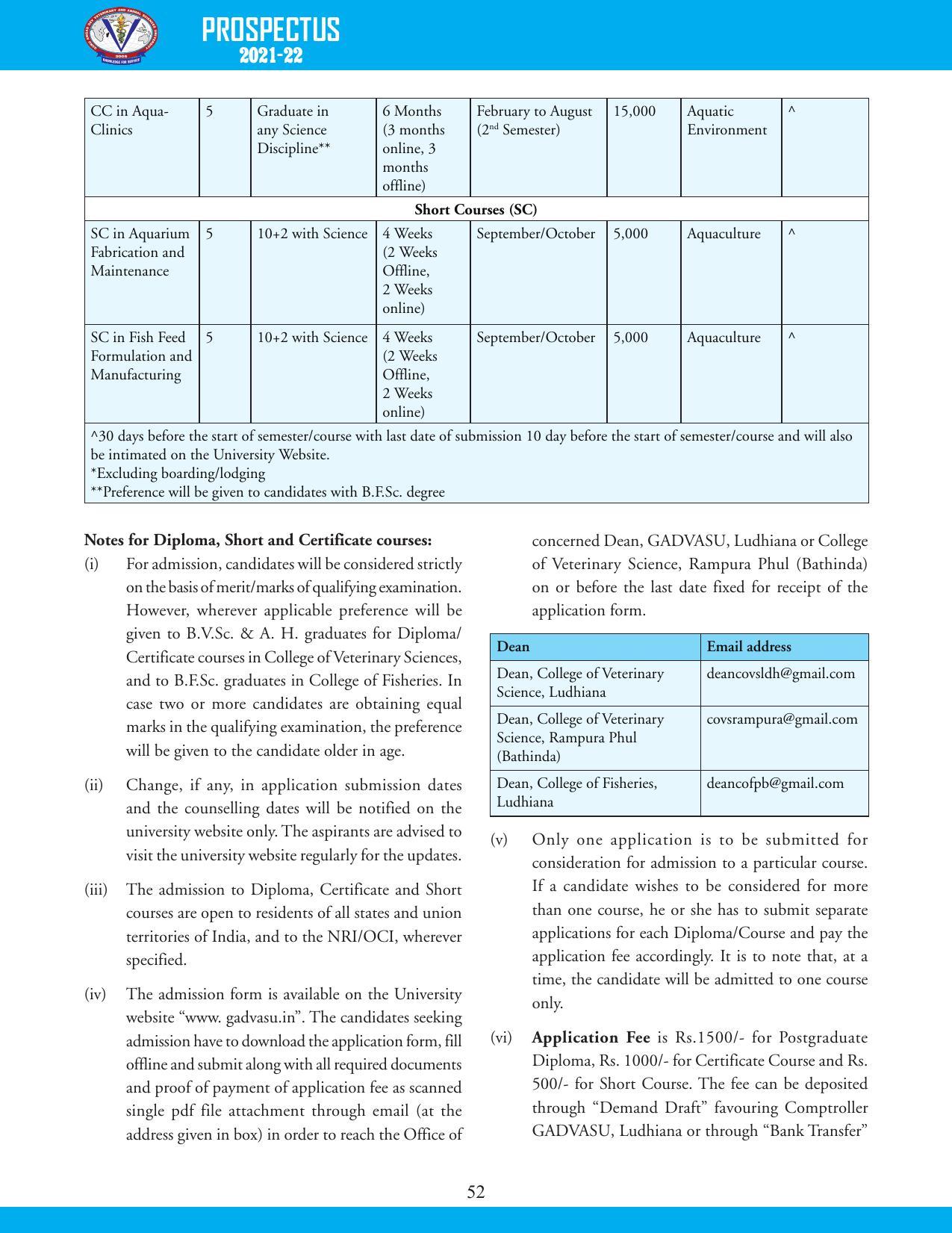 Guru Angad Dev Veterinary and Animal Sciences University, Ludhiana Prospectus 2021-22 - Page 68