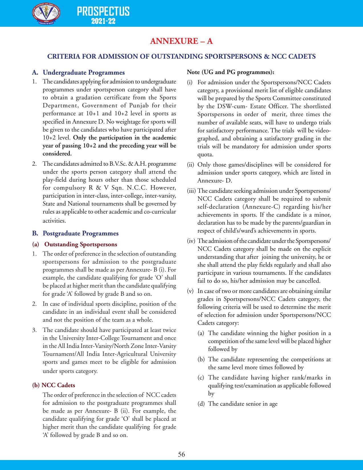 Guru Angad Dev Veterinary and Animal Sciences University, Ludhiana Prospectus 2021-22 - Page 72
