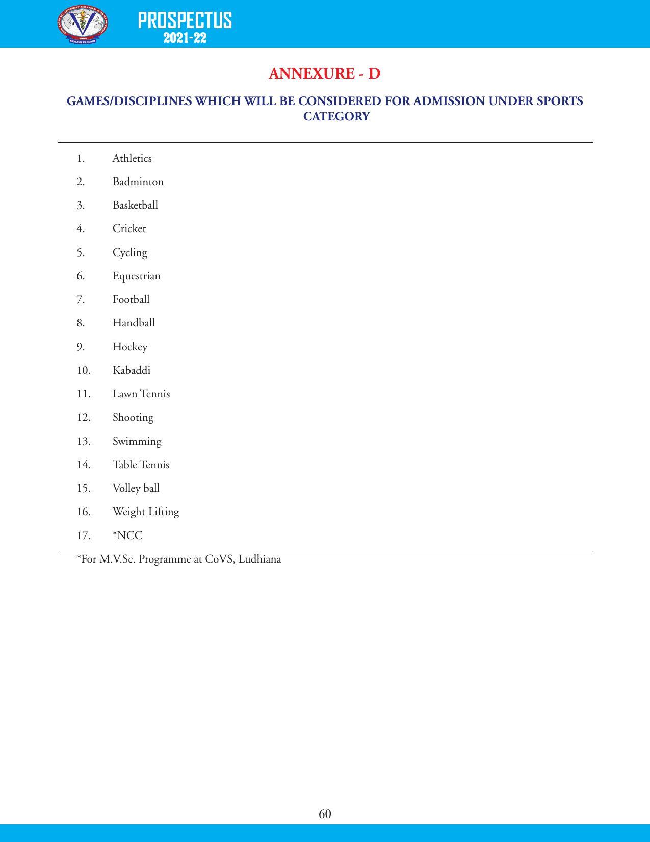 Guru Angad Dev Veterinary and Animal Sciences University, Ludhiana Prospectus 2021-22 - Page 76