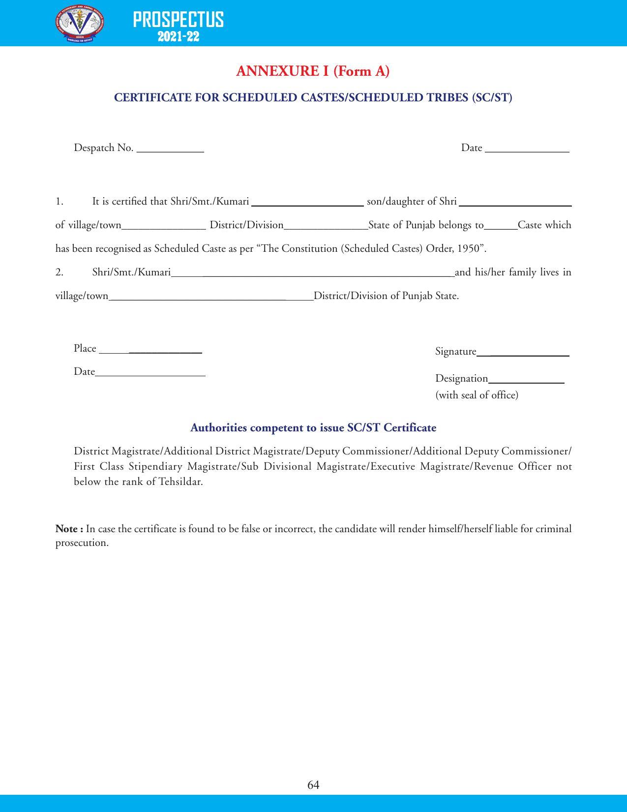 Guru Angad Dev Veterinary and Animal Sciences University, Ludhiana Prospectus 2021-22 - Page 80
