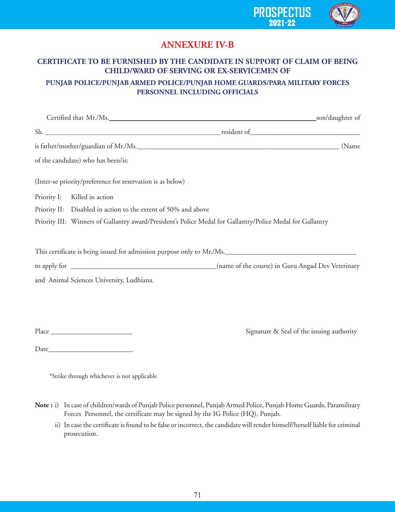 Guru Angad Dev Veterinary and Animal Sciences University, Ludhiana Prospectus 2021-22 - Page 87