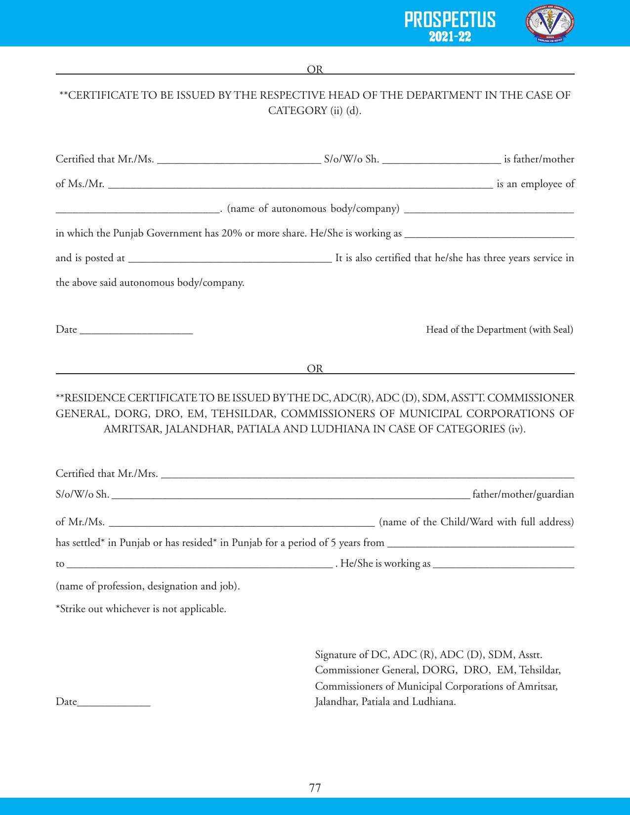 Guru Angad Dev Veterinary and Animal Sciences University, Ludhiana Prospectus 2021-22 - Page 93