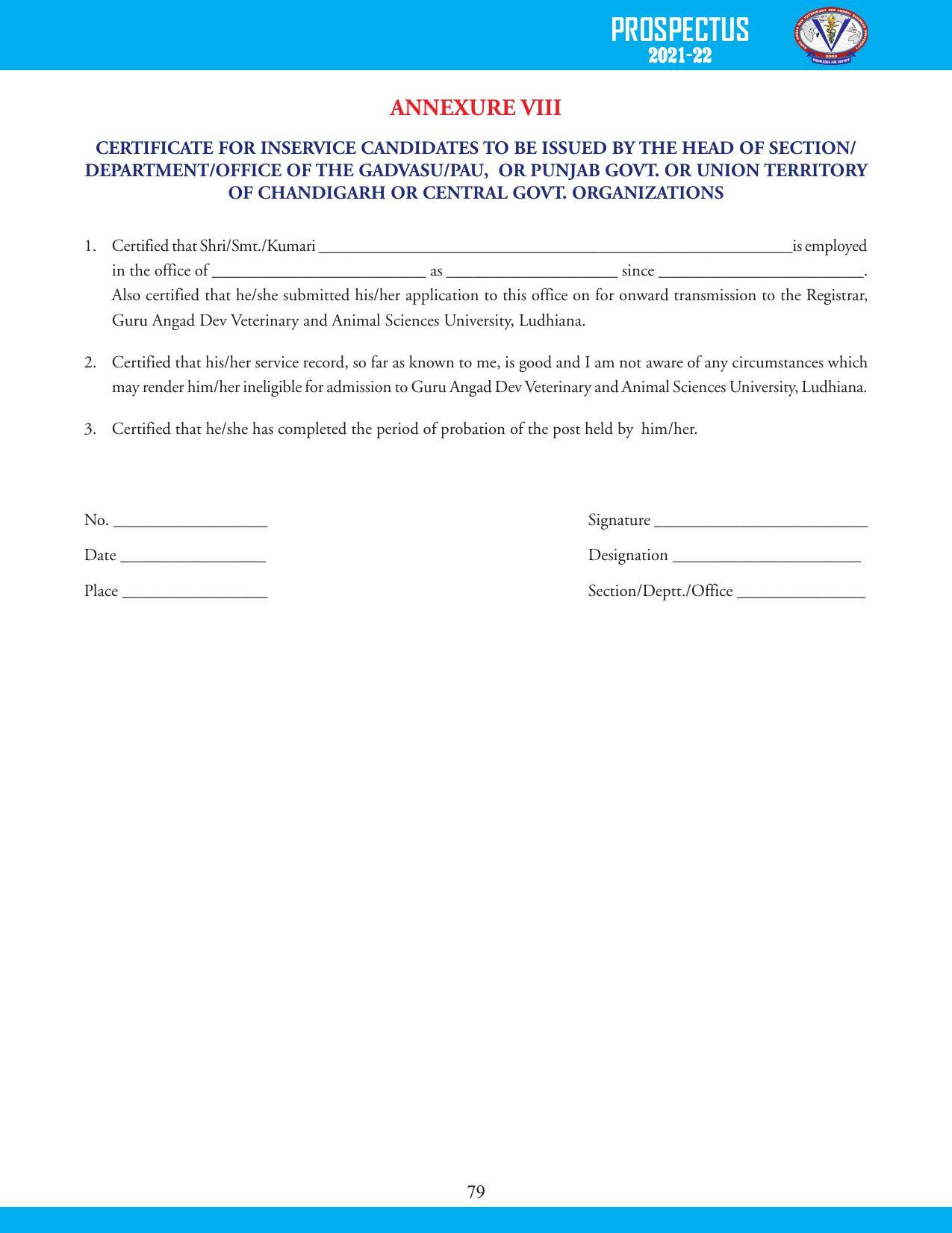 Guru Angad Dev Veterinary and Animal Sciences University, Ludhiana Prospectus 2021-22 - Page 95