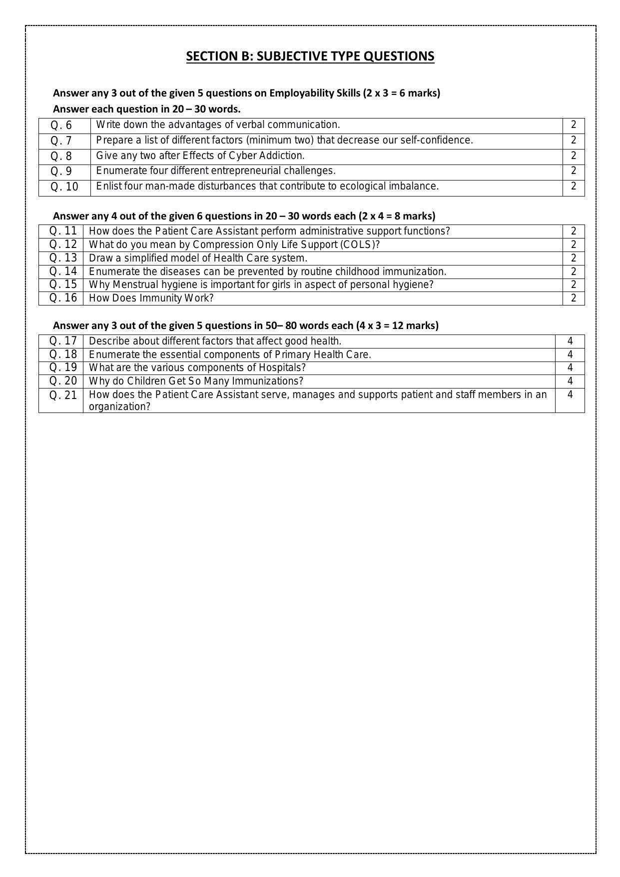 CBSE Class 9 Health Care Skill Education-Sample Paper 2024 - Page 7