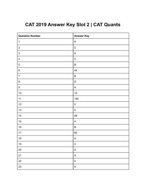 CAT 2019 CAT QA Slot 2 Answer Key