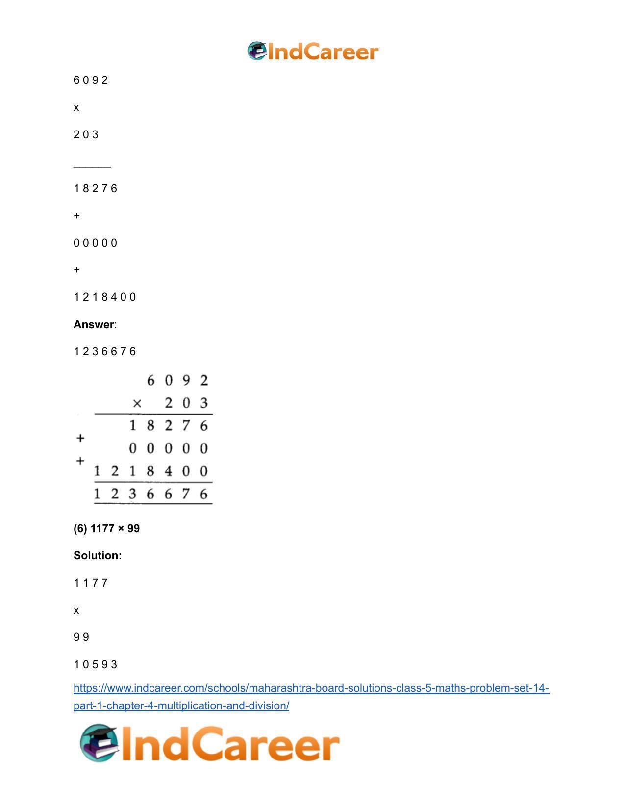 Maharashtra Board Solutions Class 5-Maths (Problem Set 14) - Part 1: Chapter 4- Multiplication and Division - Page 6