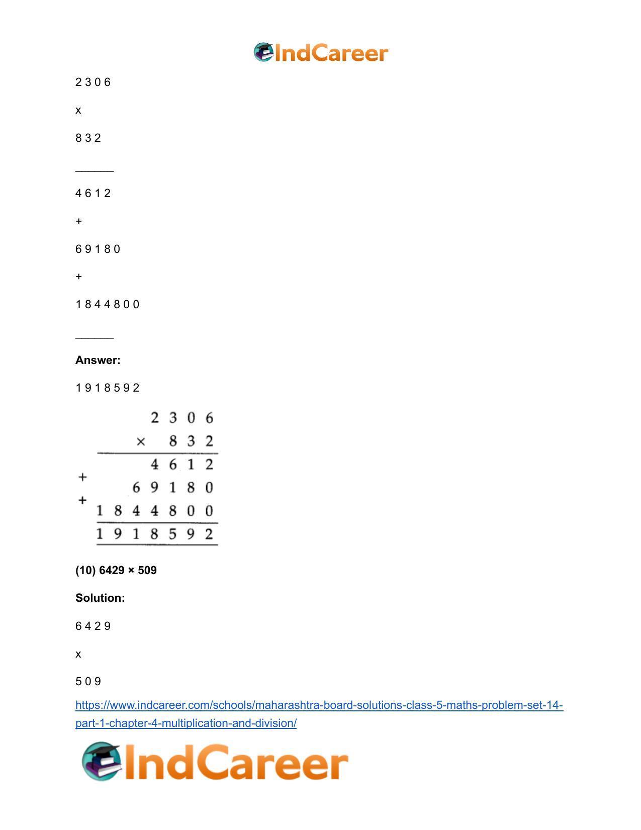 Maharashtra Board Solutions Class 5-Maths (Problem Set 14) - Part 1: Chapter 4- Multiplication and Division - Page 9