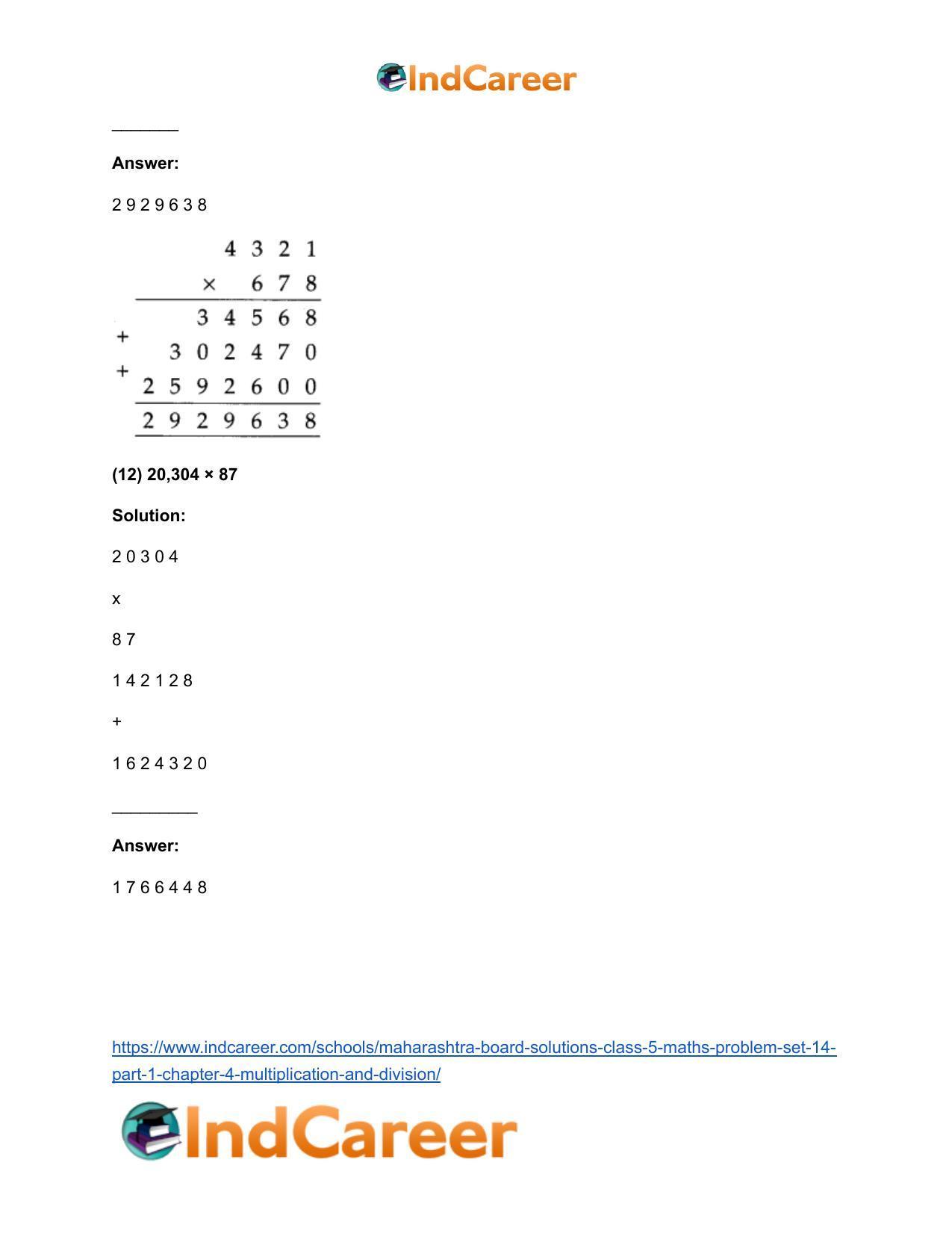 Maharashtra Board Solutions Class 5-Maths (Problem Set 14) - Part 1: Chapter 4- Multiplication and Division - Page 11