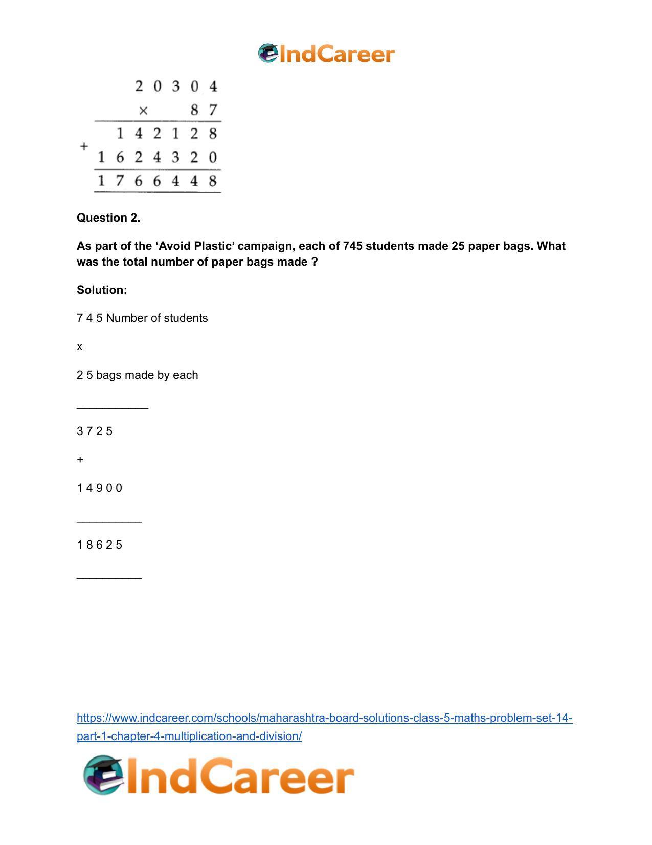 Maharashtra Board Solutions Class 5-Maths (Problem Set 14) - Part 1: Chapter 4- Multiplication and Division - Page 12