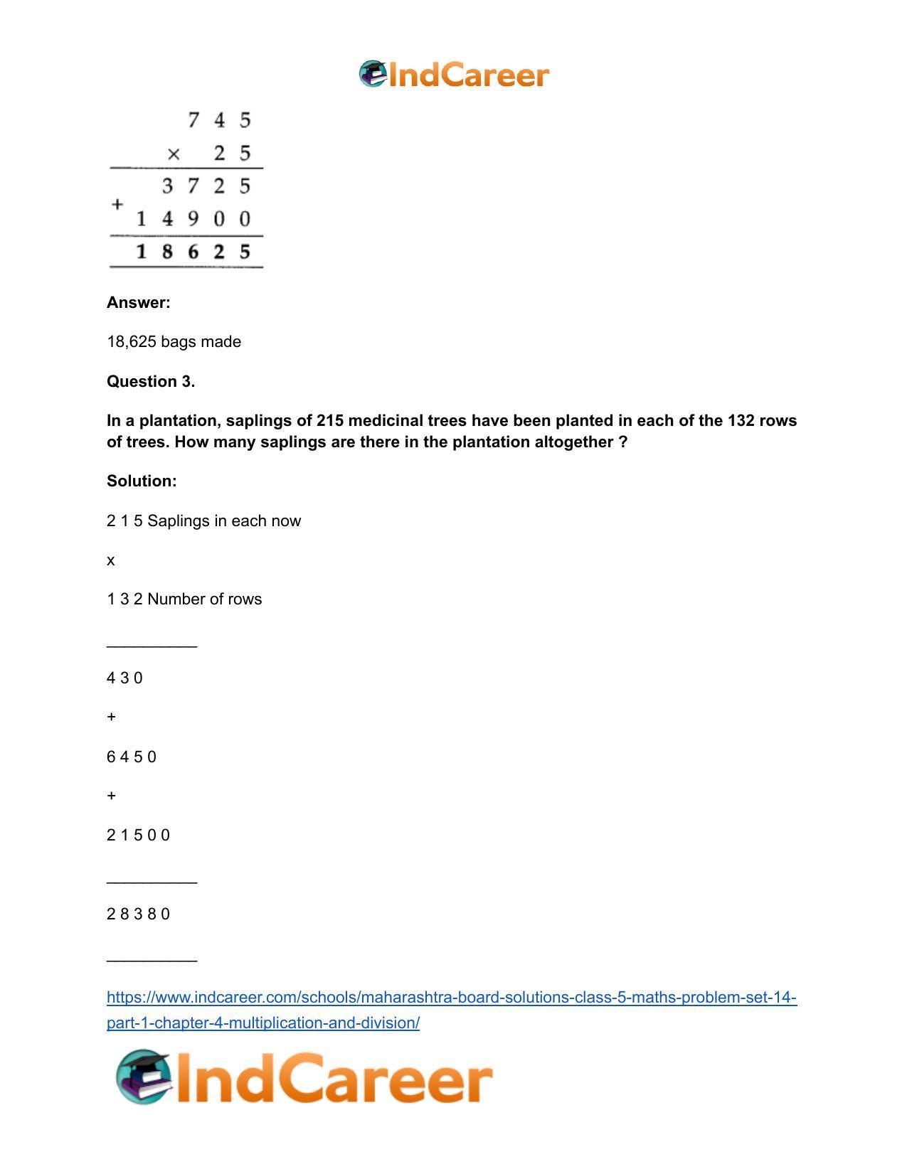 Maharashtra Board Solutions Class 5-Maths (Problem Set 14) - Part 1: Chapter 4- Multiplication and Division - Page 13
