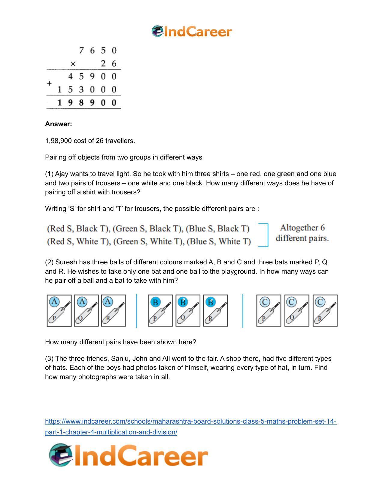 Maharashtra Board Solutions Class 5-Maths (Problem Set 14) - Part 1: Chapter 4- Multiplication and Division - Page 21