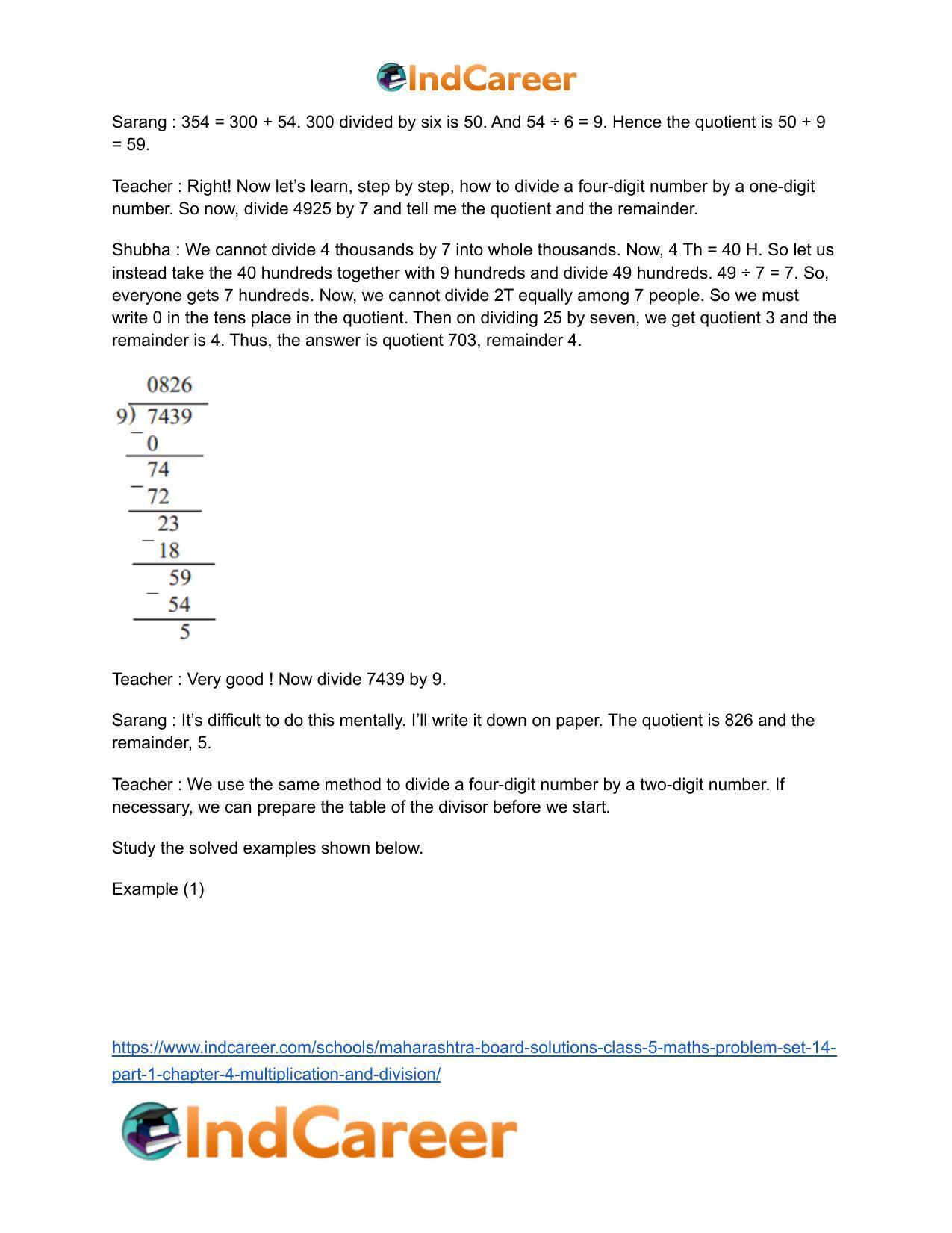 Maharashtra Board Solutions Class 5-Maths (Problem Set 14) - Part 1: Chapter 4- Multiplication and Division - Page 23
