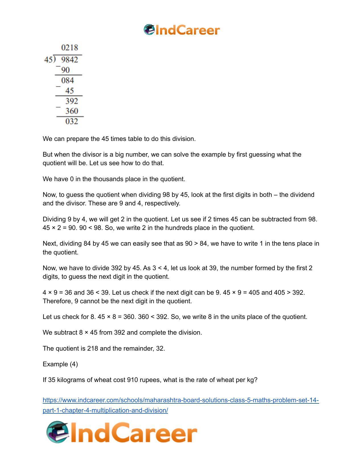 Maharashtra Board Solutions Class 5-Maths (Problem Set 14) - Part 1: Chapter 4- Multiplication and Division - Page 25