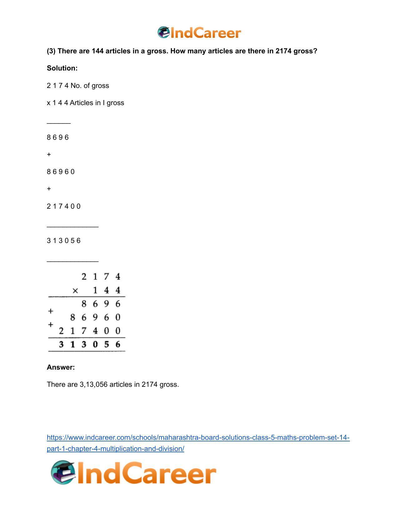 Maharashtra Board Solutions Class 5-Maths (Problem Set 14) - Part 1: Chapter 4- Multiplication and Division - Page 30