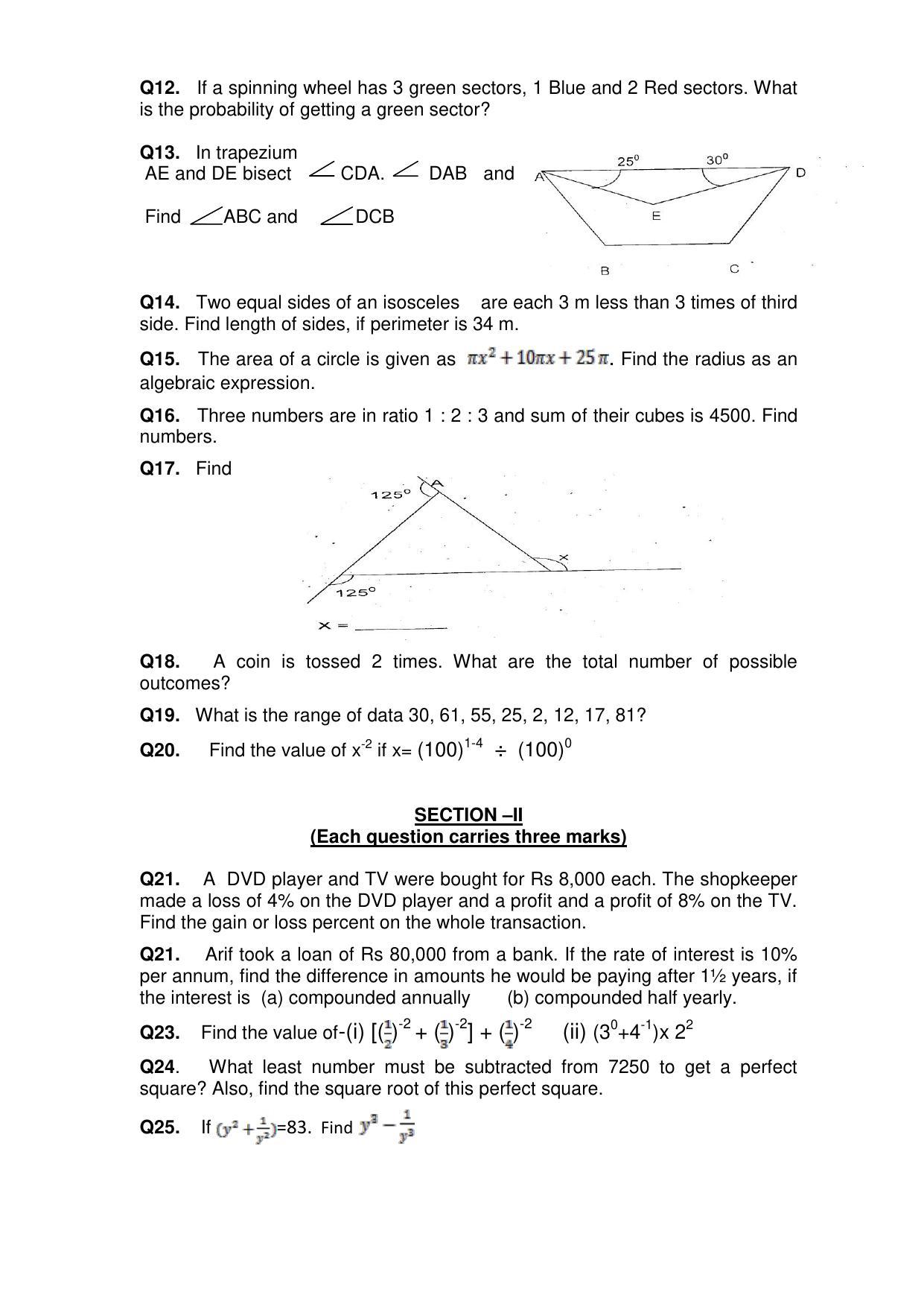 Sainik School Class 9 Question Paper 2016 in English - Page 2