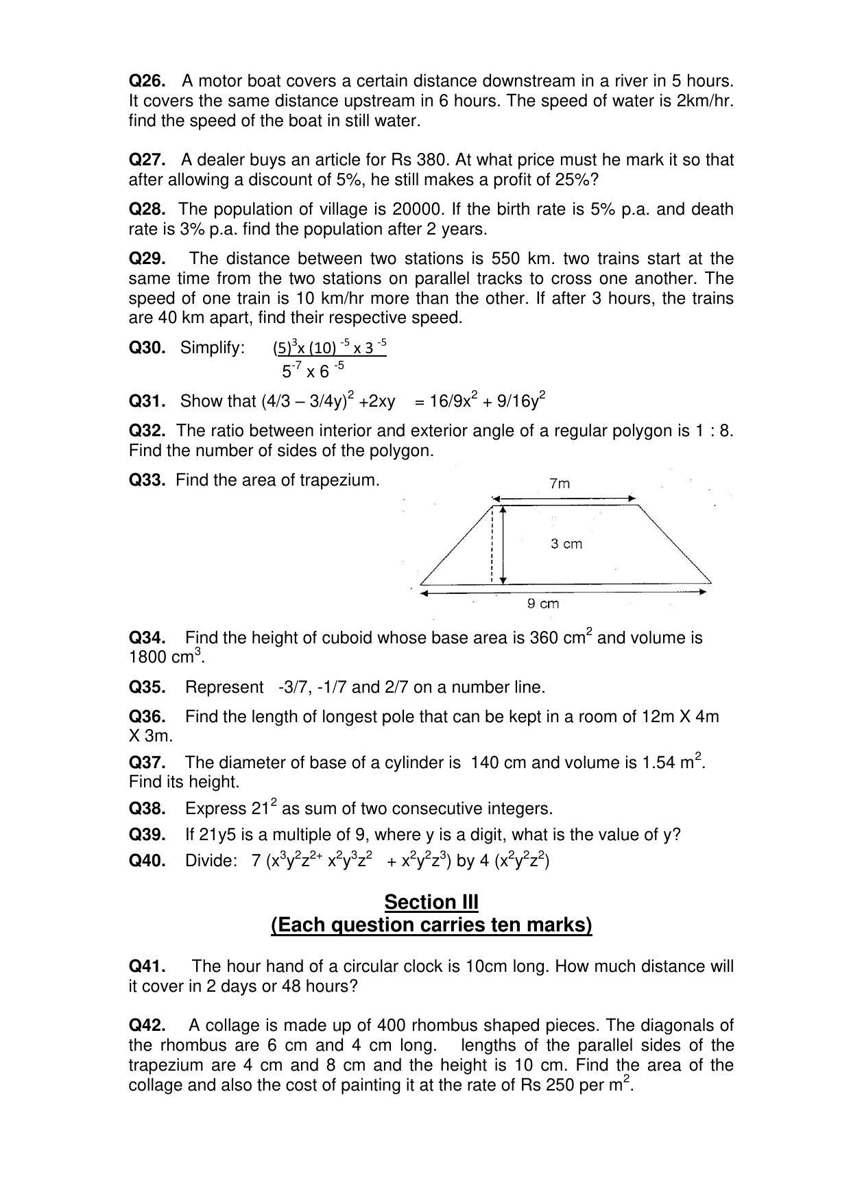 Sainik School Class 9 Question Paper 2016 in English - Page 3