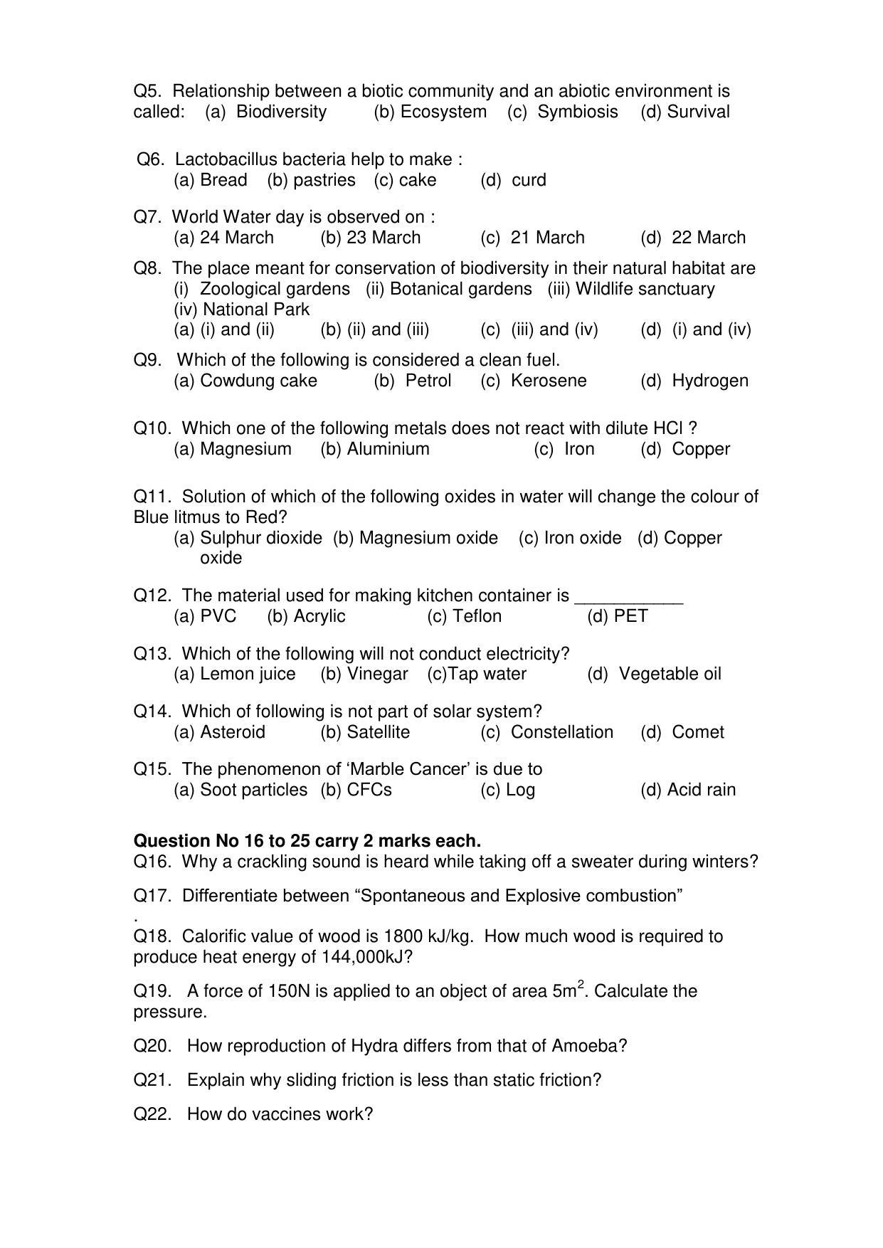 Sainik School Class 9 Question Paper 2016 in English - Page 5