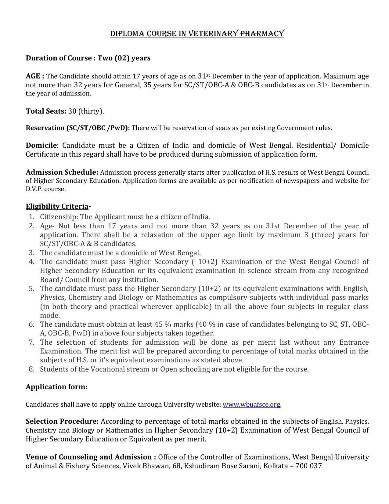  West Bengal University of Animal and Fishery Sciences, Kolkata DV Pprospectus 2021-22 - Page 3