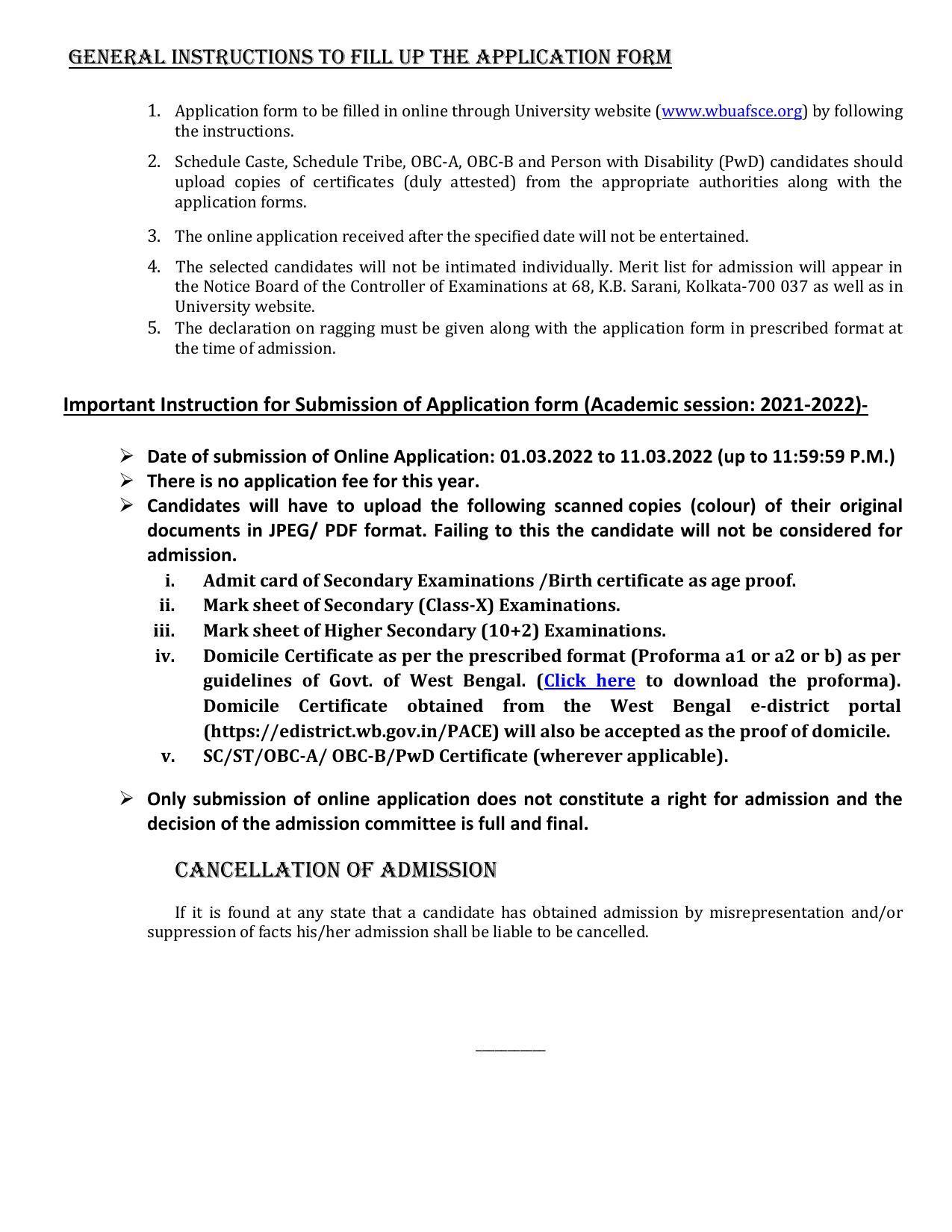  West Bengal University of Animal and Fishery Sciences, Kolkata DV Pprospectus 2021-22 - Page 6