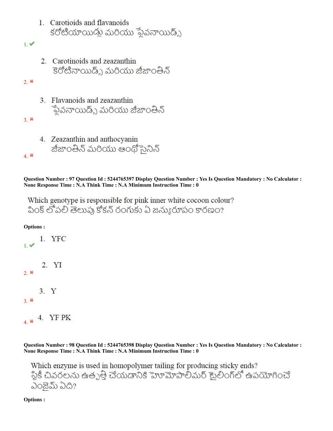 AP PGCET 2022 Sericulture Question Paper with Answer Key - Page 50
